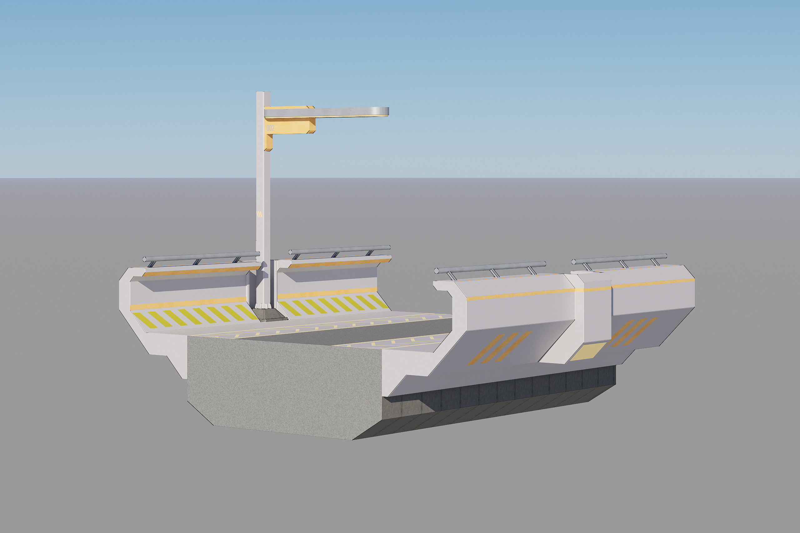 Sci-fi Modular Uncovered Elevated Walkway 3D model_11