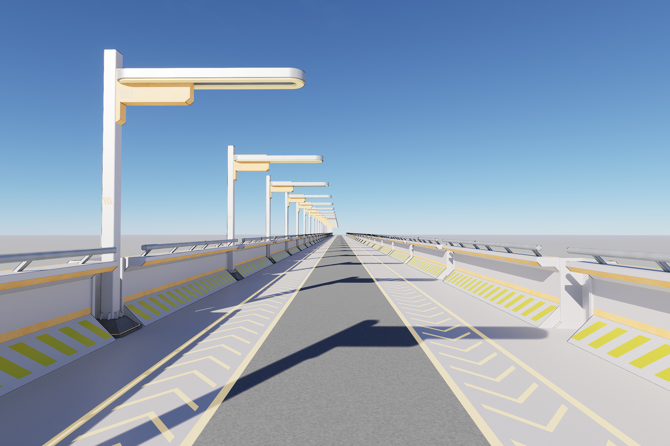 Sci-fi Modular Uncovered Elevated Walkway 3D model_9