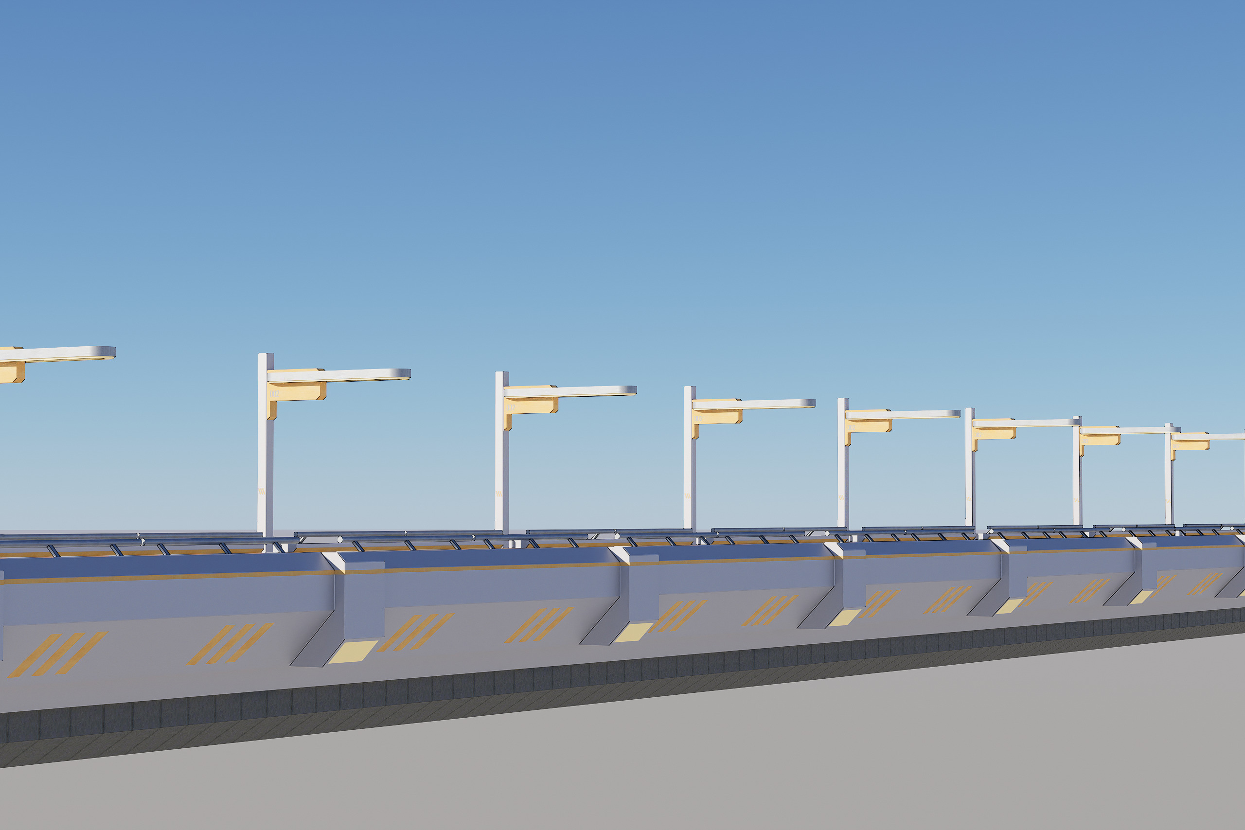 Sci-fi Modular Uncovered Elevated Walkway 3D model_1