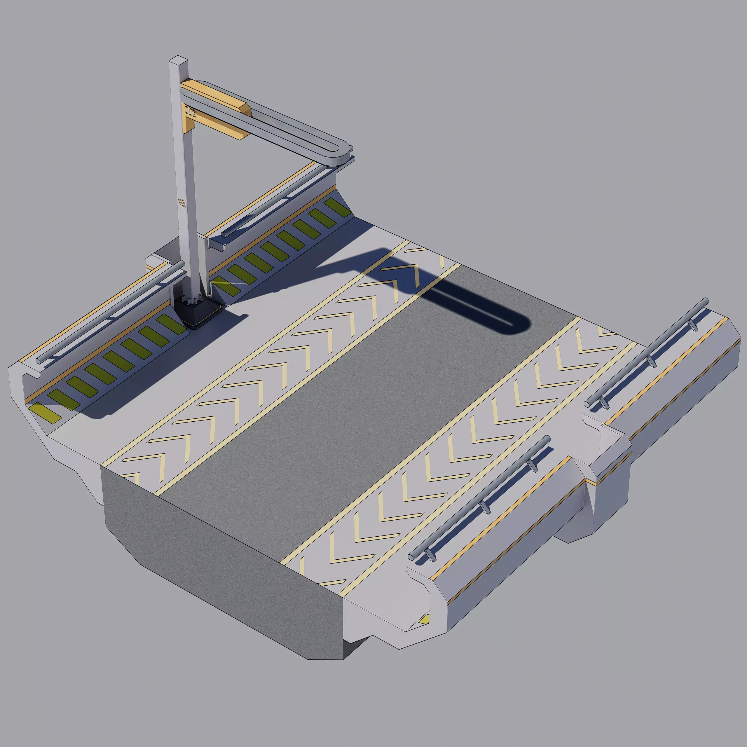 Sci-fi Modular Uncovered Elevated Walkway 3D model_0