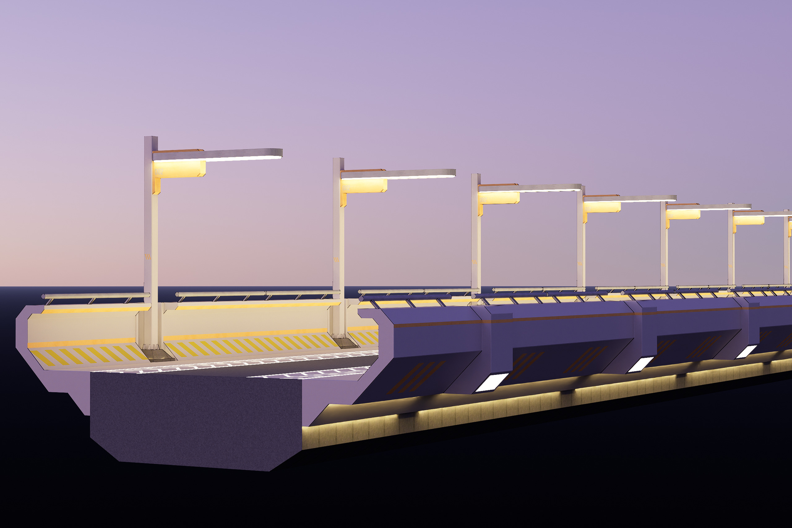 Sci-fi Modular Uncovered Elevated Walkway 3D model_4