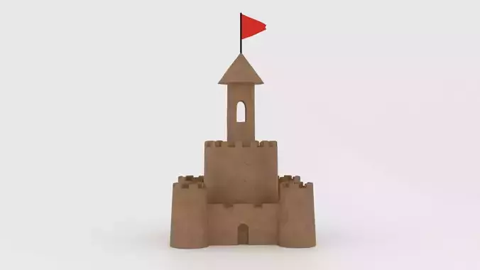Sand Castle Low-Poly 3D Model