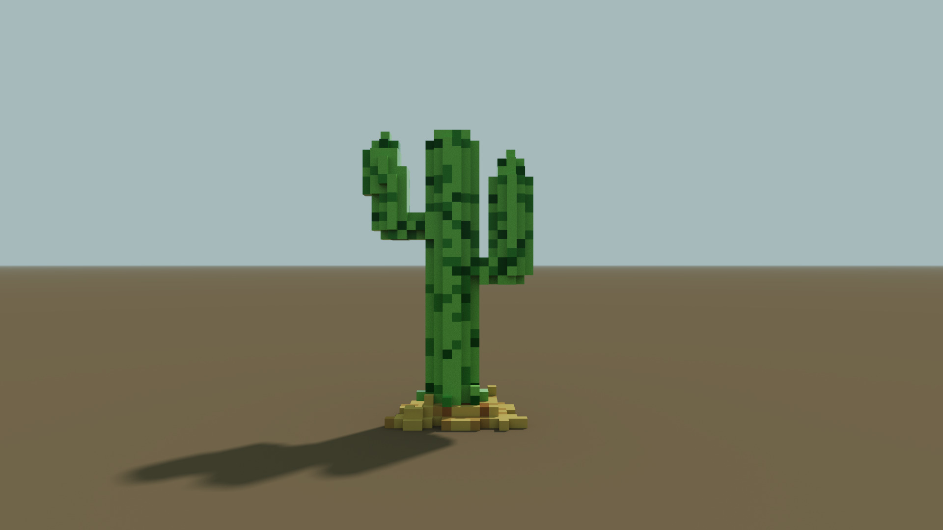 Free Cactus Voxel Model from Main Wild West Bundle OBJ PLY QB Free low-poly 3D model_2