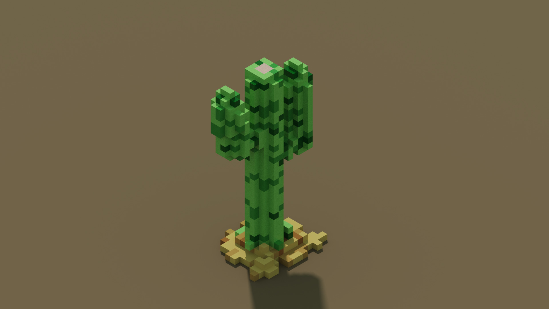 Free Cactus Voxel Model from Main Wild West Bundle OBJ PLY QB Free low-poly 3D model_1