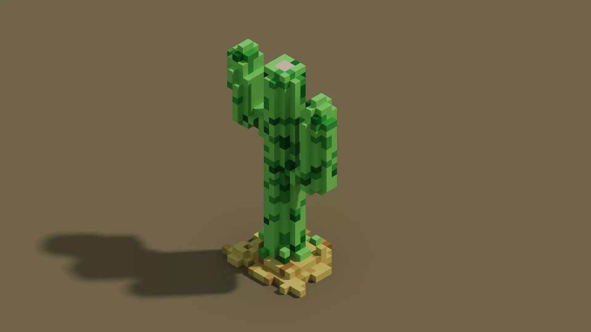 Free Cactus Voxel Model from Main Wild West Bundle OBJ PLY QB Free low-poly 3D model_0