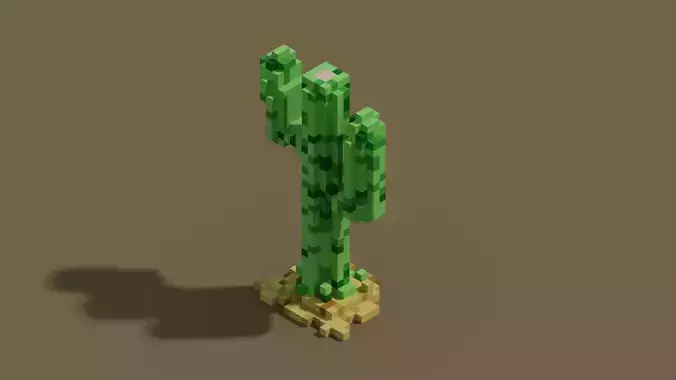 Free Cactus Voxel Model from Main Wild West Bundle OBJ PLY QB