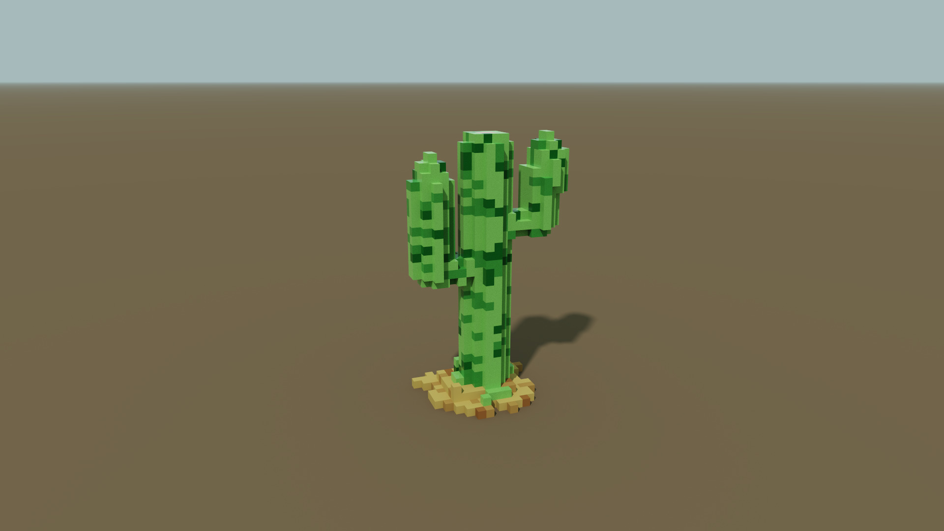 Free Cactus Voxel Model from Main Wild West Bundle OBJ PLY QB Free low-poly 3D model_3