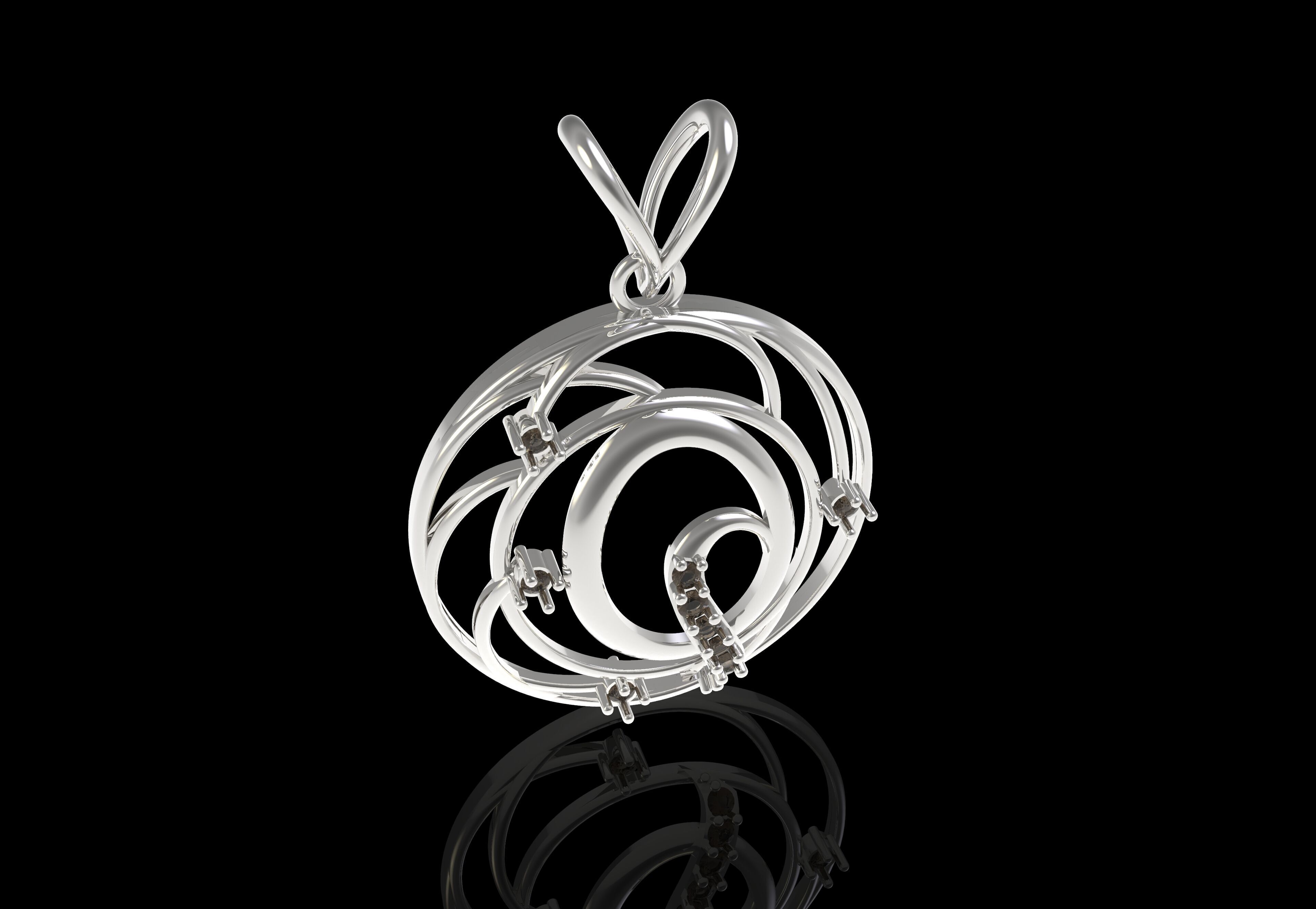 Alphabet Q Diamond Pendant 3D print model_12