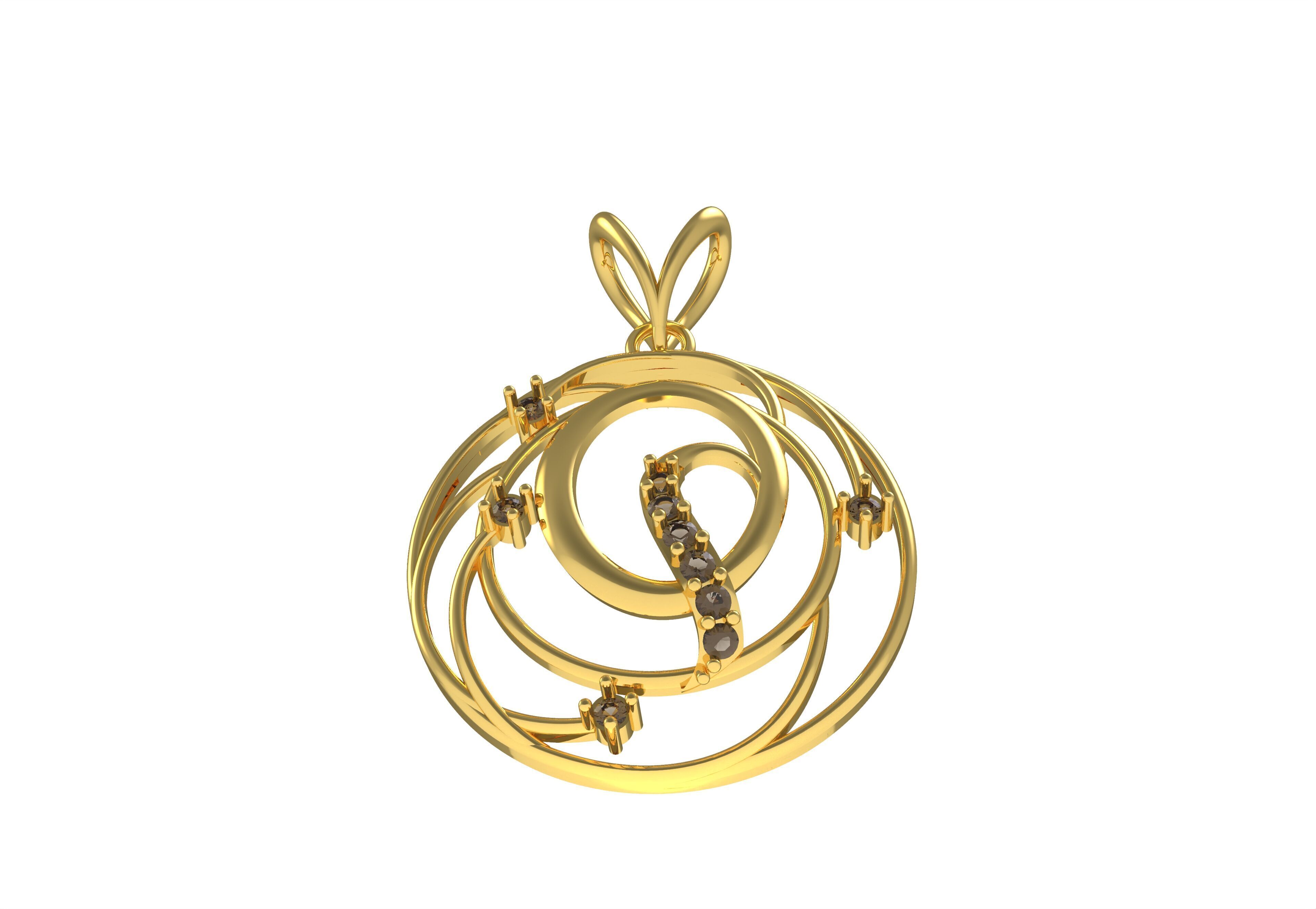 Alphabet Q Diamond Pendant 3D print model_34