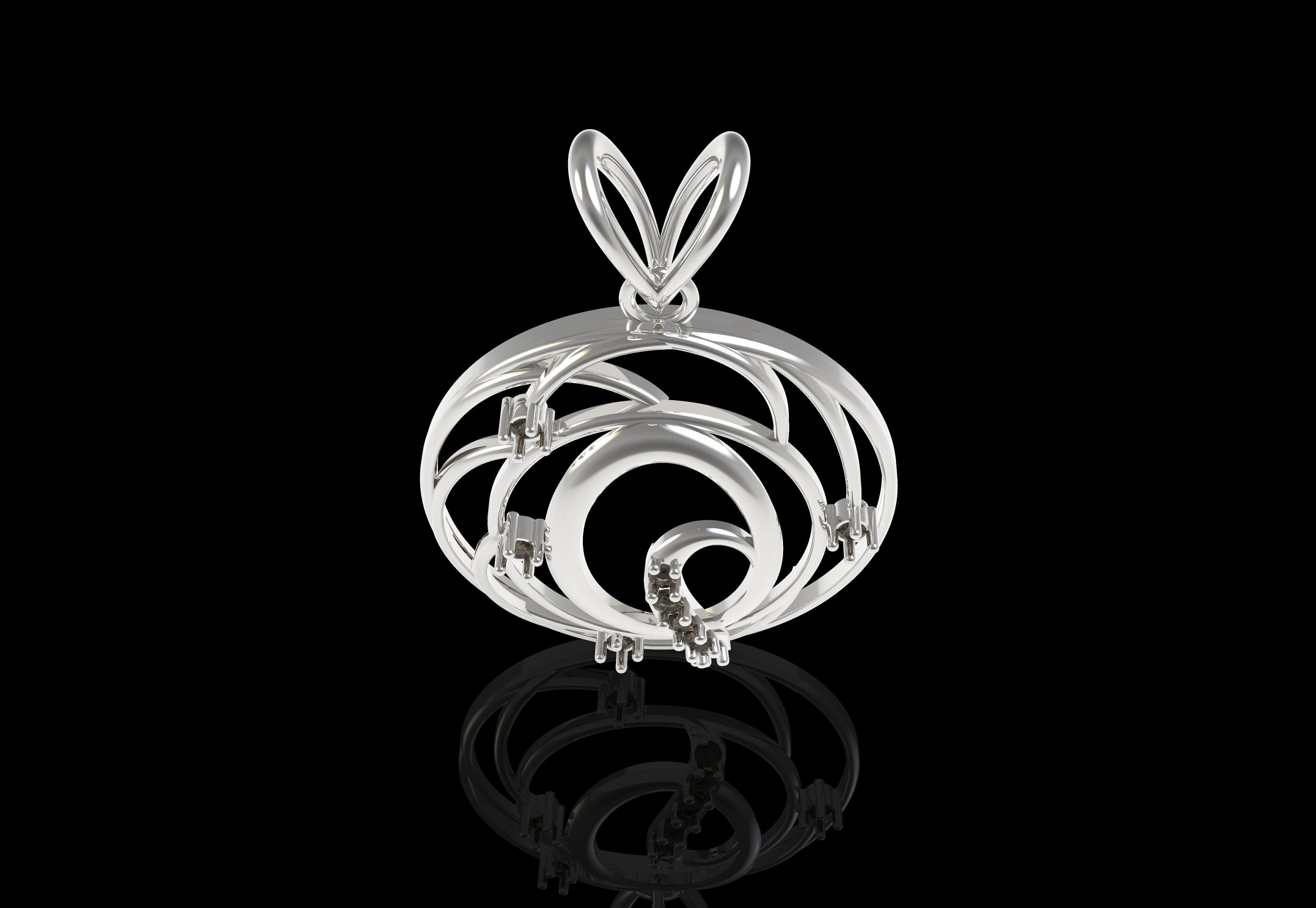 Alphabet Q Diamond Pendant 3D print model_8