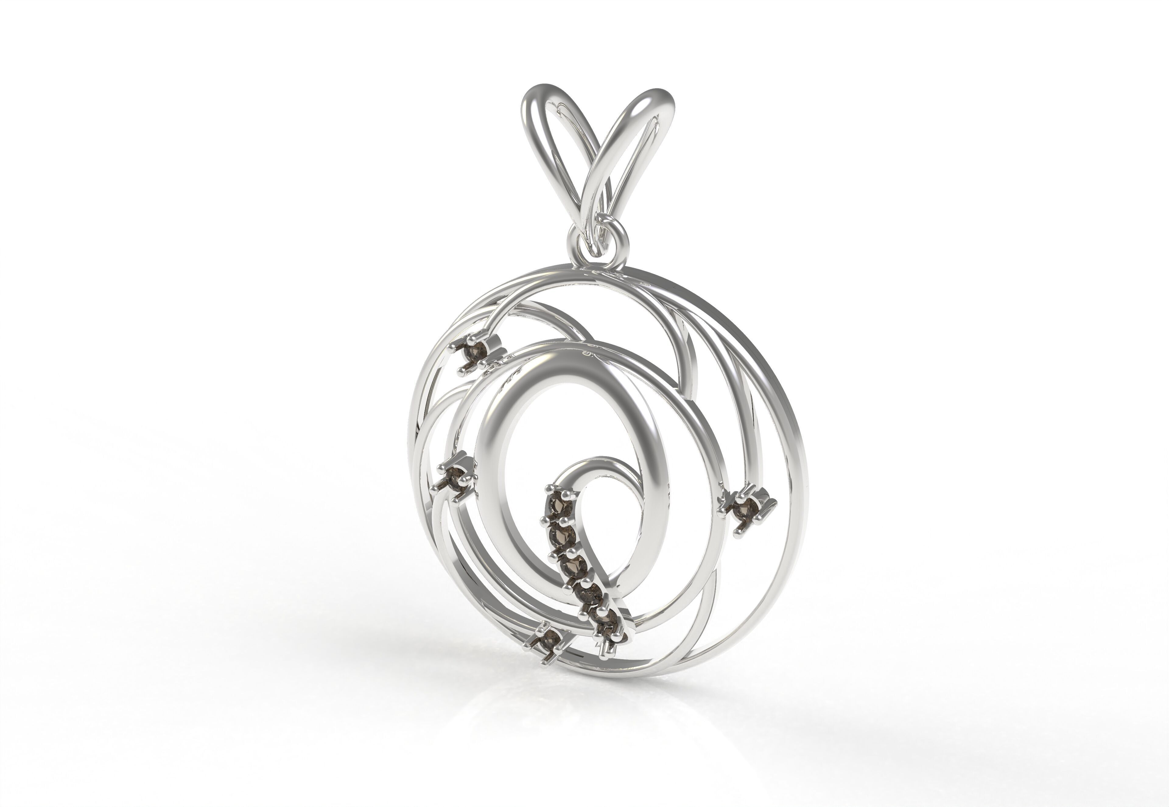 Alphabet Q Diamond Pendant 3D print model_14