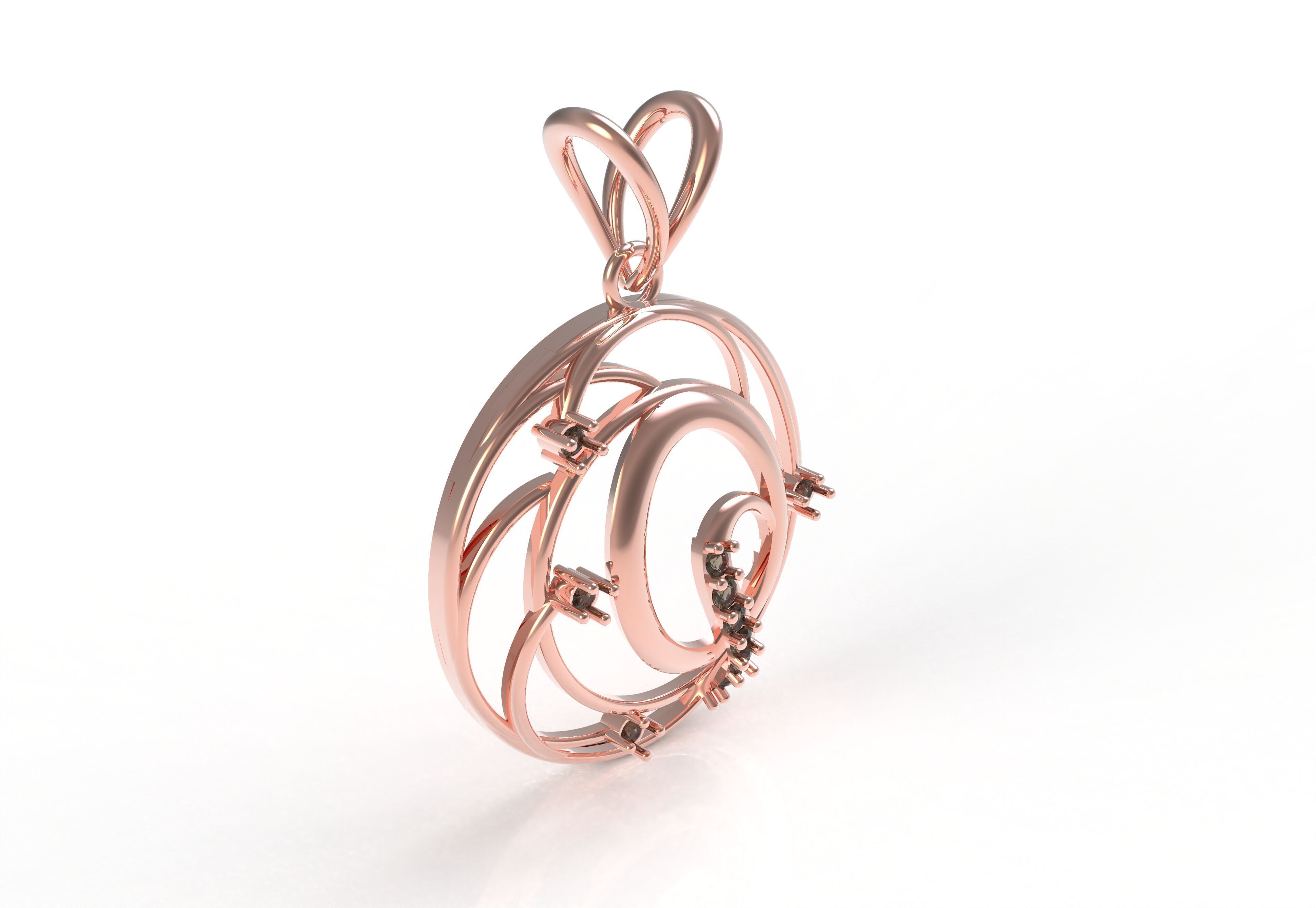 Alphabet Q Diamond Pendant 3D print model_25