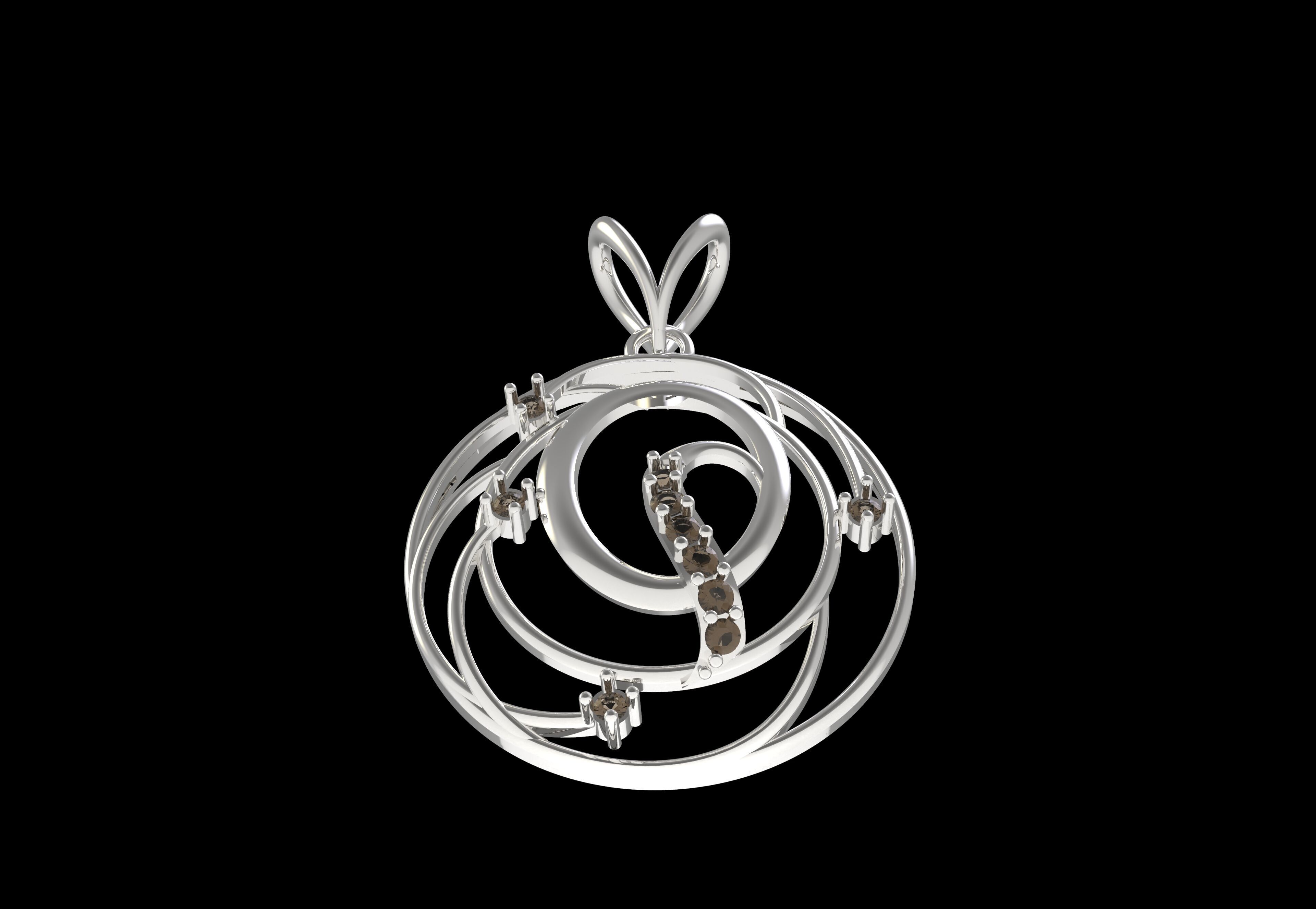 Alphabet Q Diamond Pendant 3D print model_9