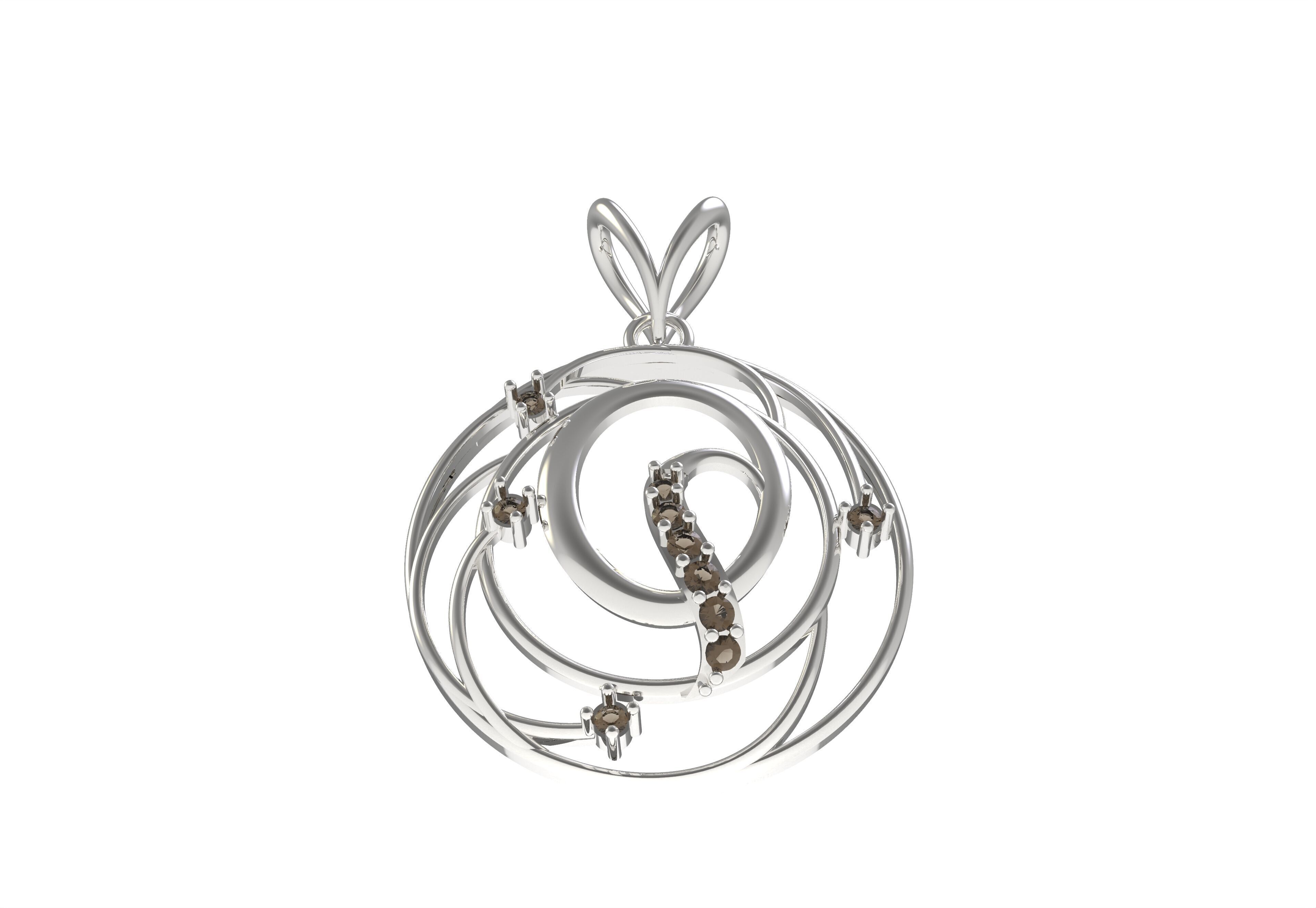 Alphabet Q Diamond Pendant 3D print model_17