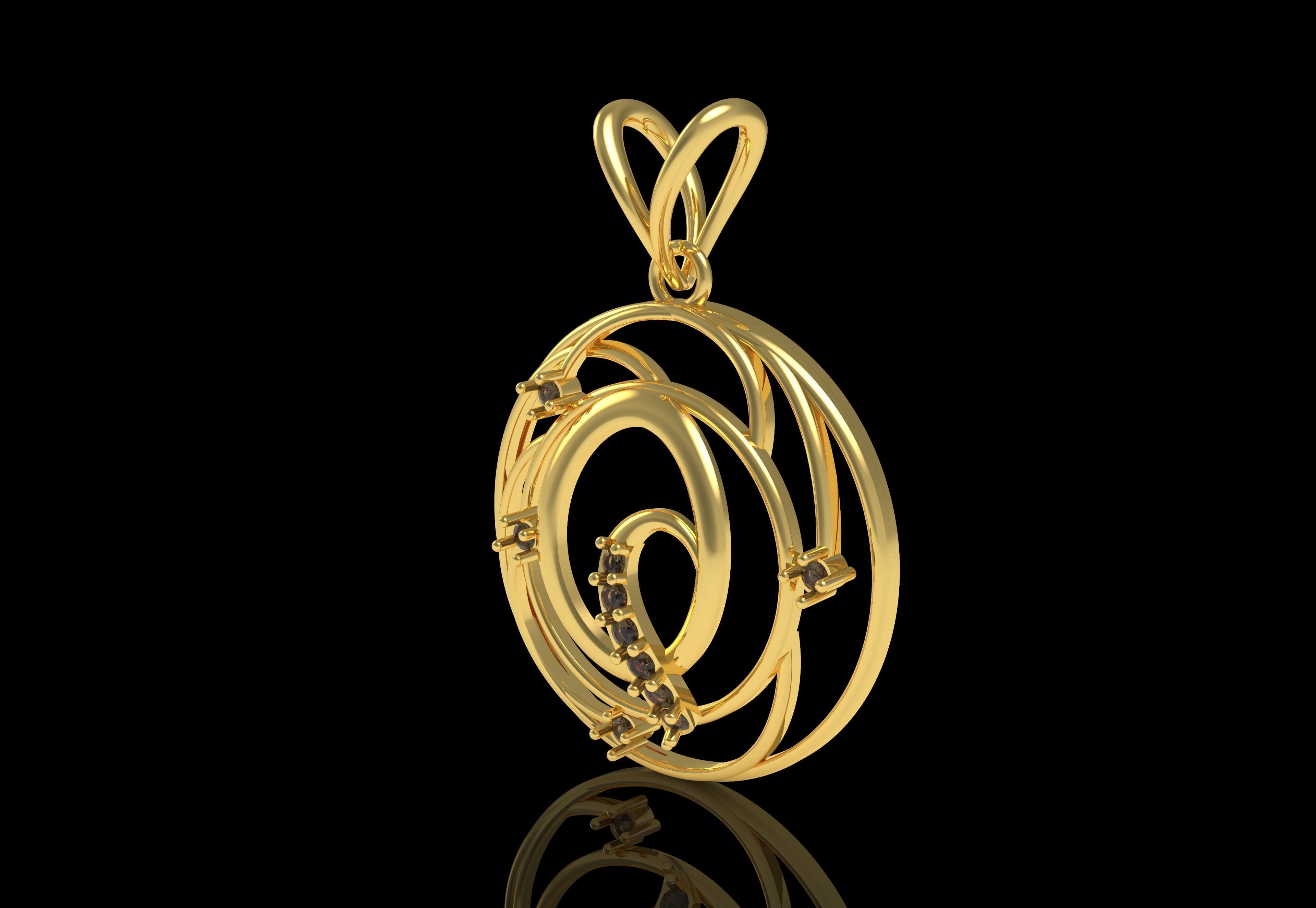 Alphabet Q Diamond Pendant 3D print model_2