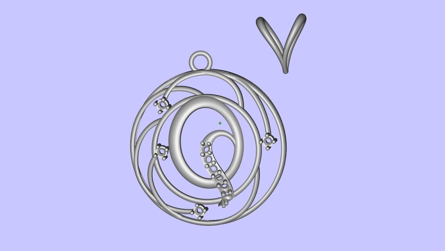 Alphabet Q Diamond Pendant 3D print model_39