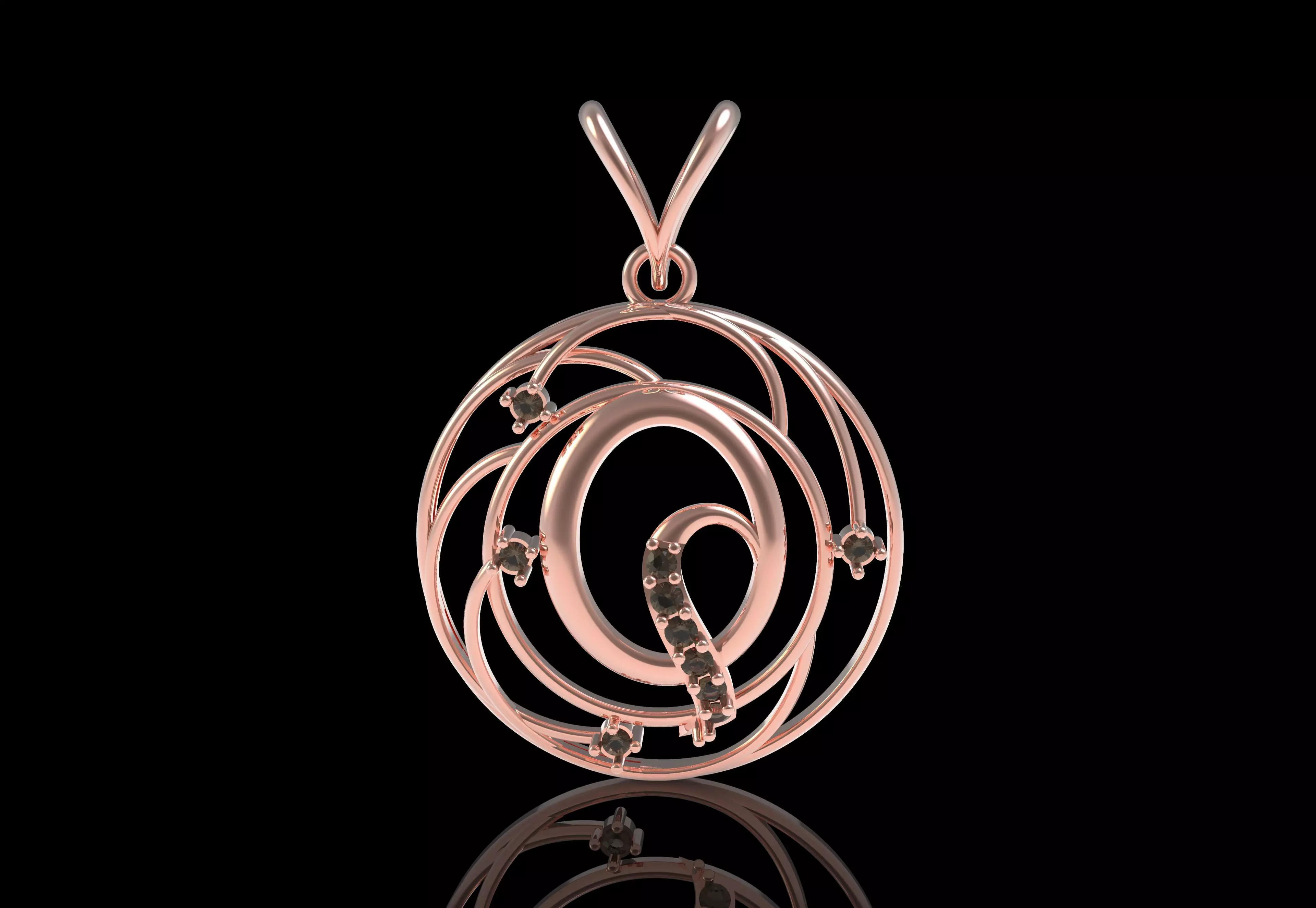 Alphabet Q Diamond Pendant 3D print model_0