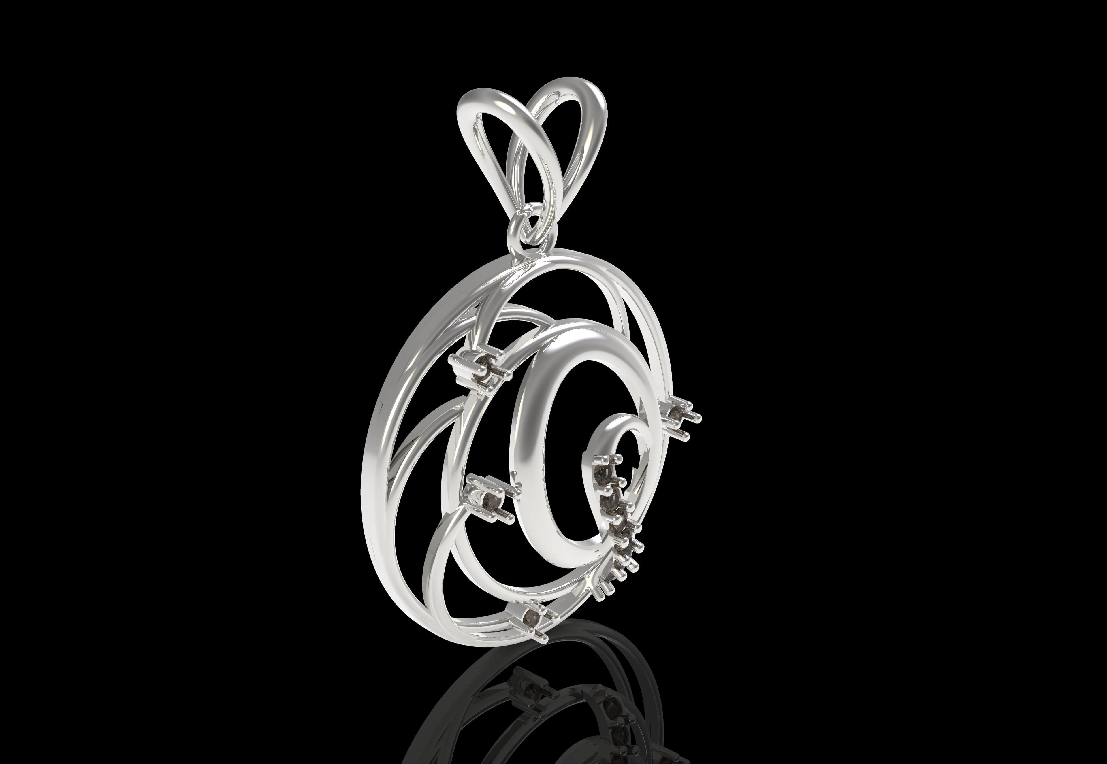 Alphabet Q Diamond Pendant 3D print model_7
