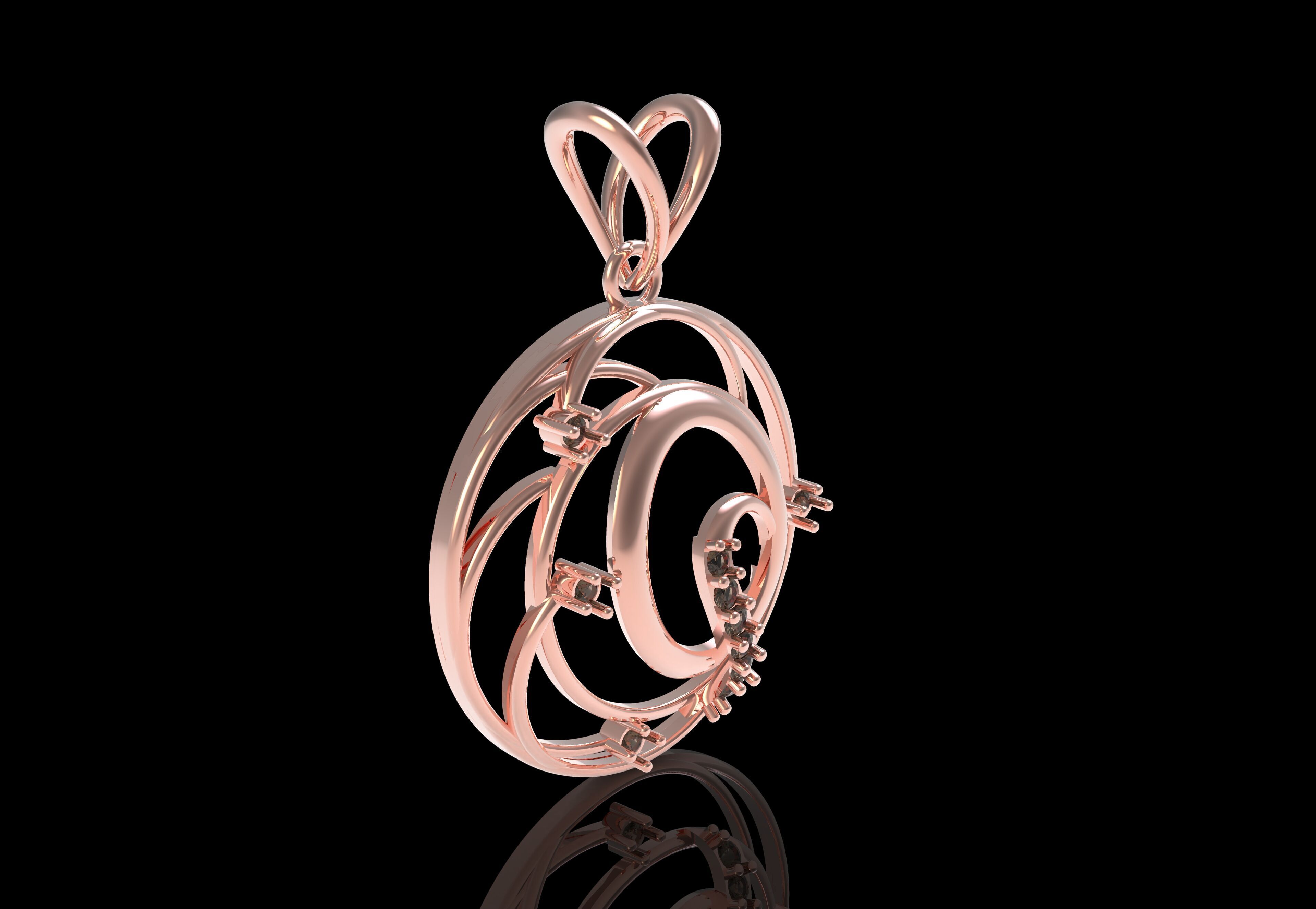 Alphabet Q Diamond Pendant 3D print model_28