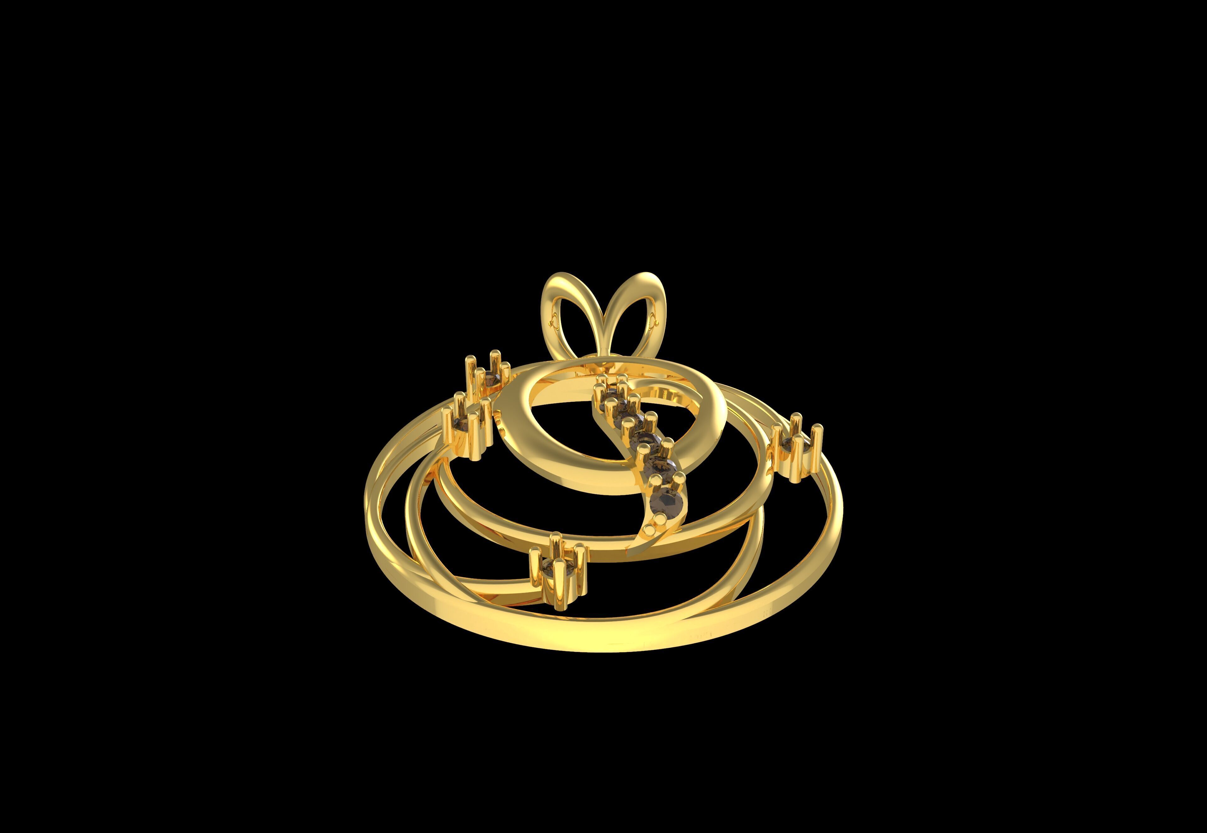 Alphabet Q Diamond Pendant 3D print model_37