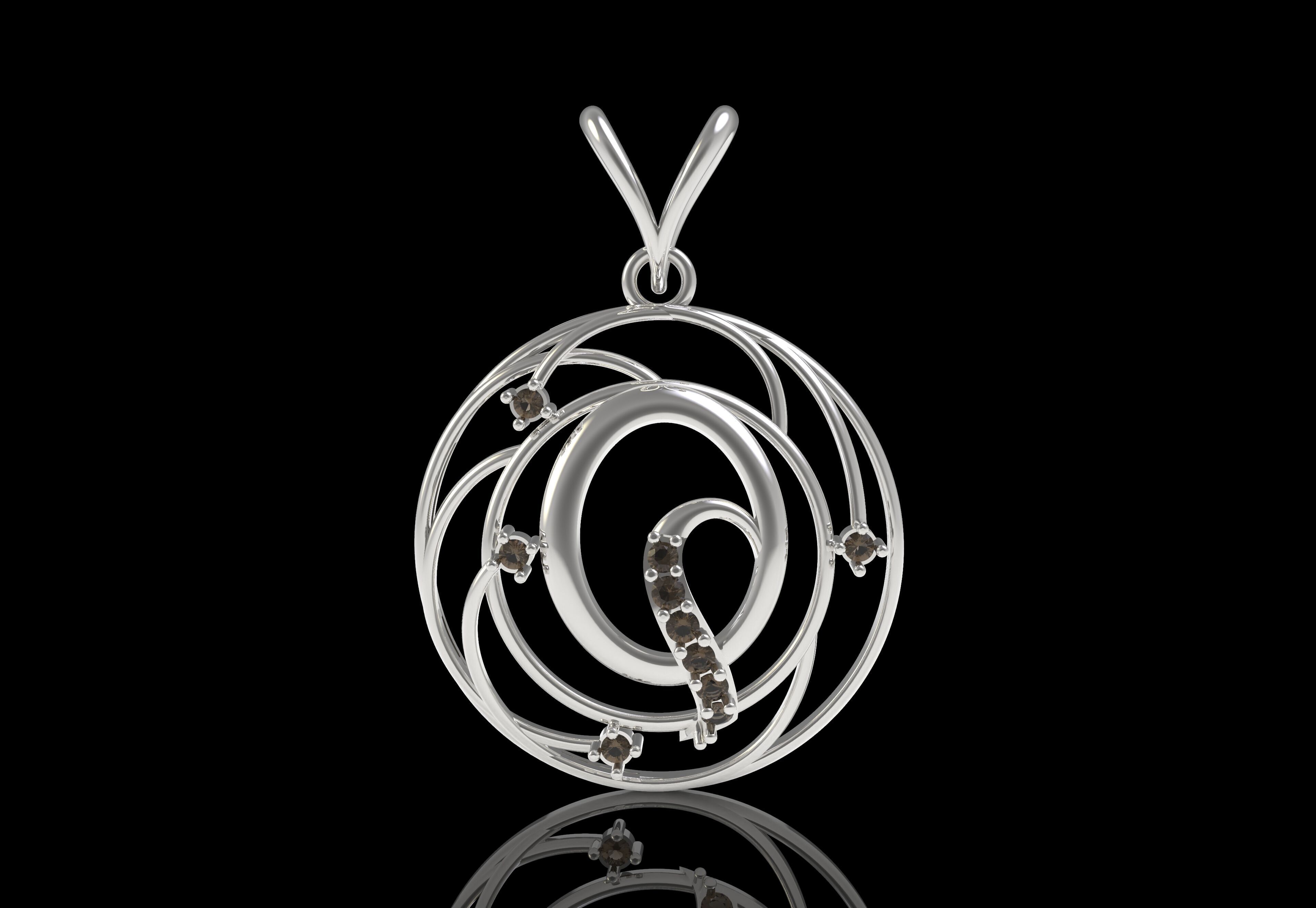 Alphabet Q Diamond Pendant 3D print model_5