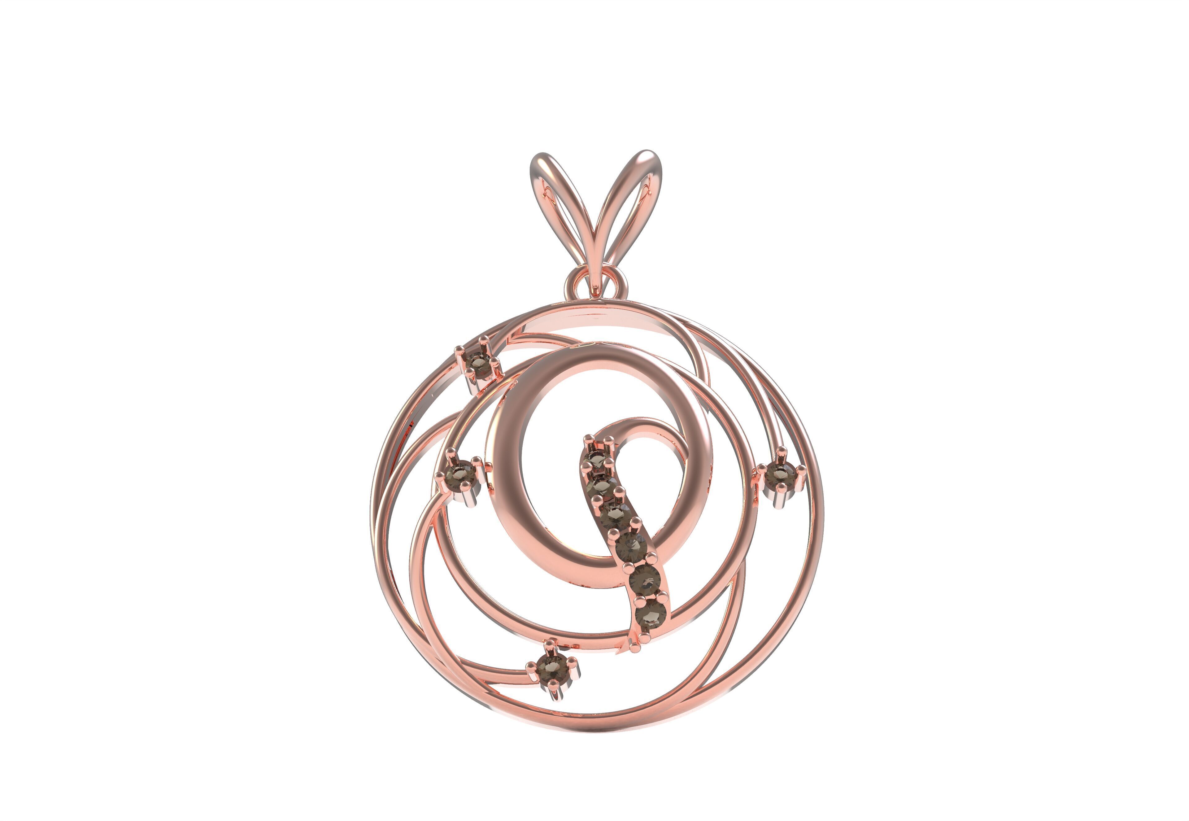 Alphabet Q Diamond Pendant 3D print model_21