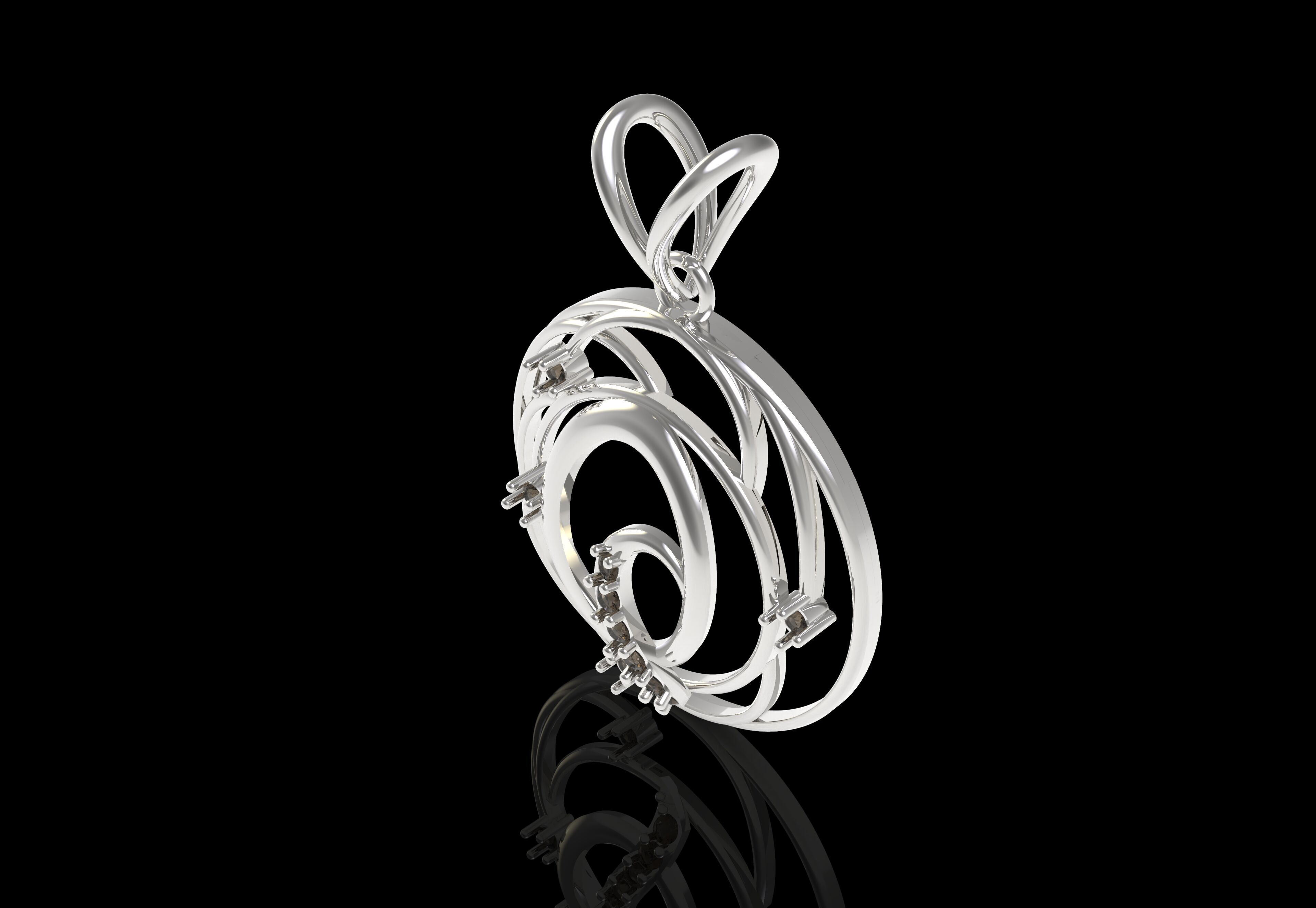 Alphabet Q Diamond Pendant 3D print model_6