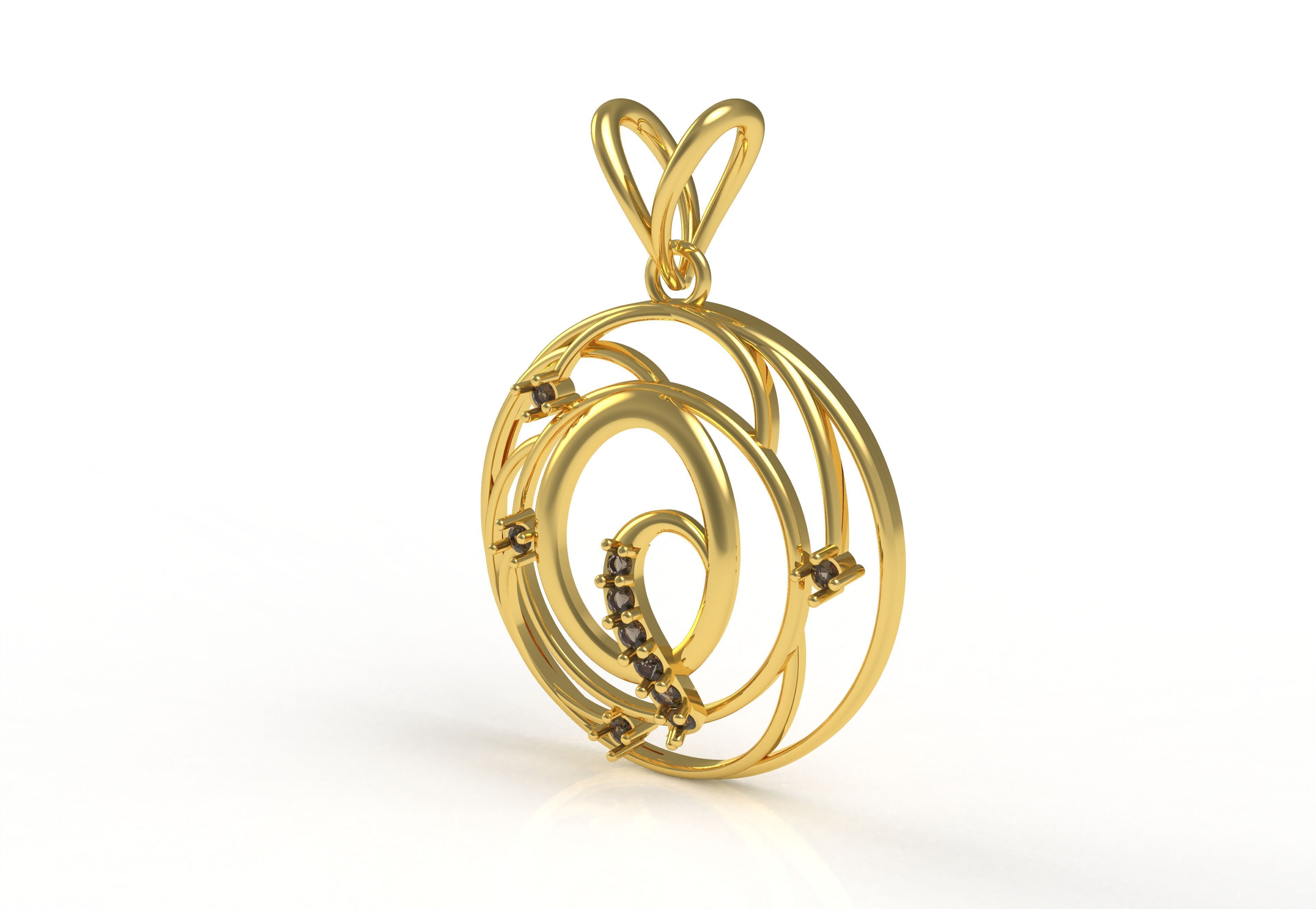 Alphabet Q Diamond Pendant 3D print model_22
