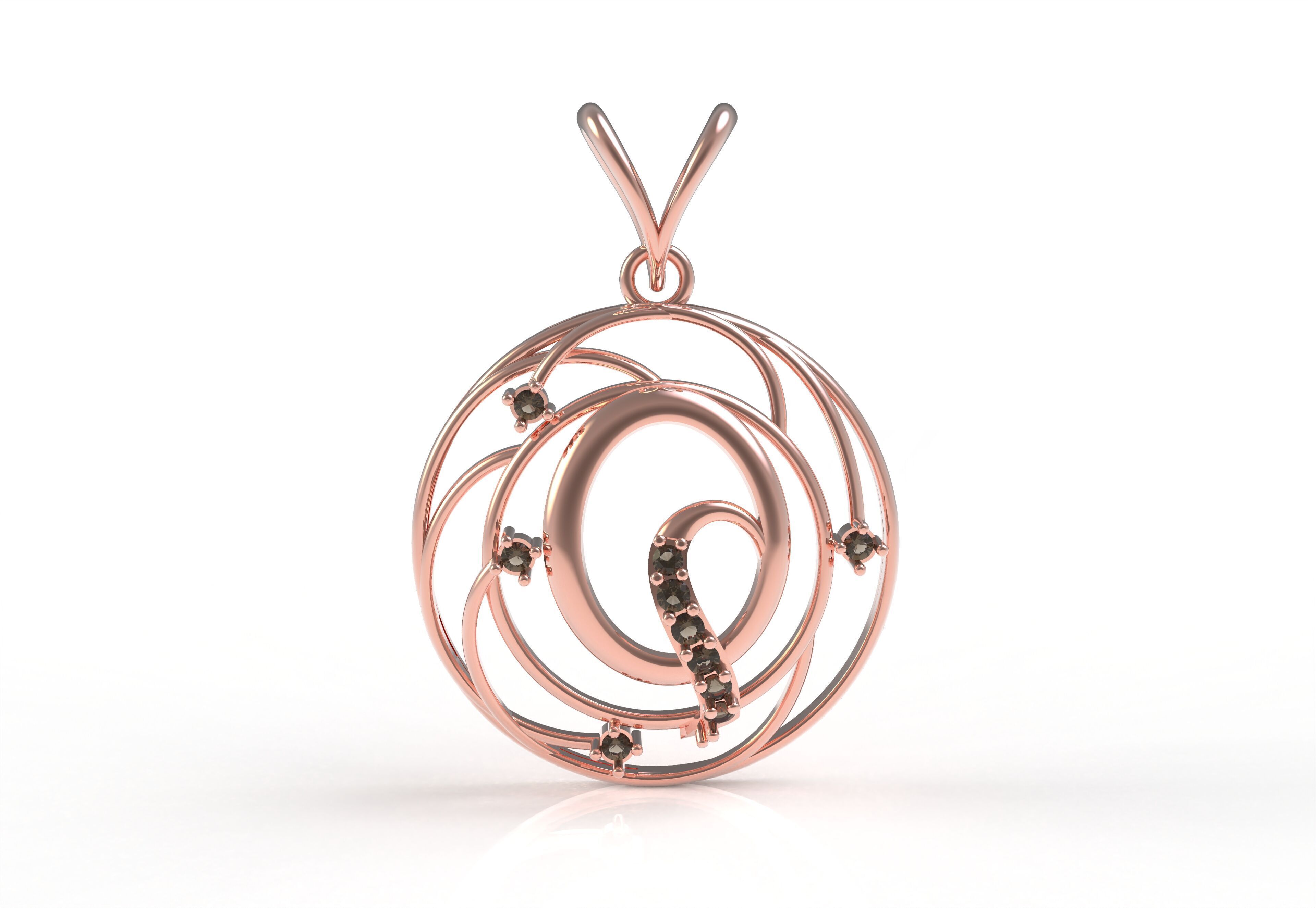 Alphabet Q Diamond Pendant 3D print model_26