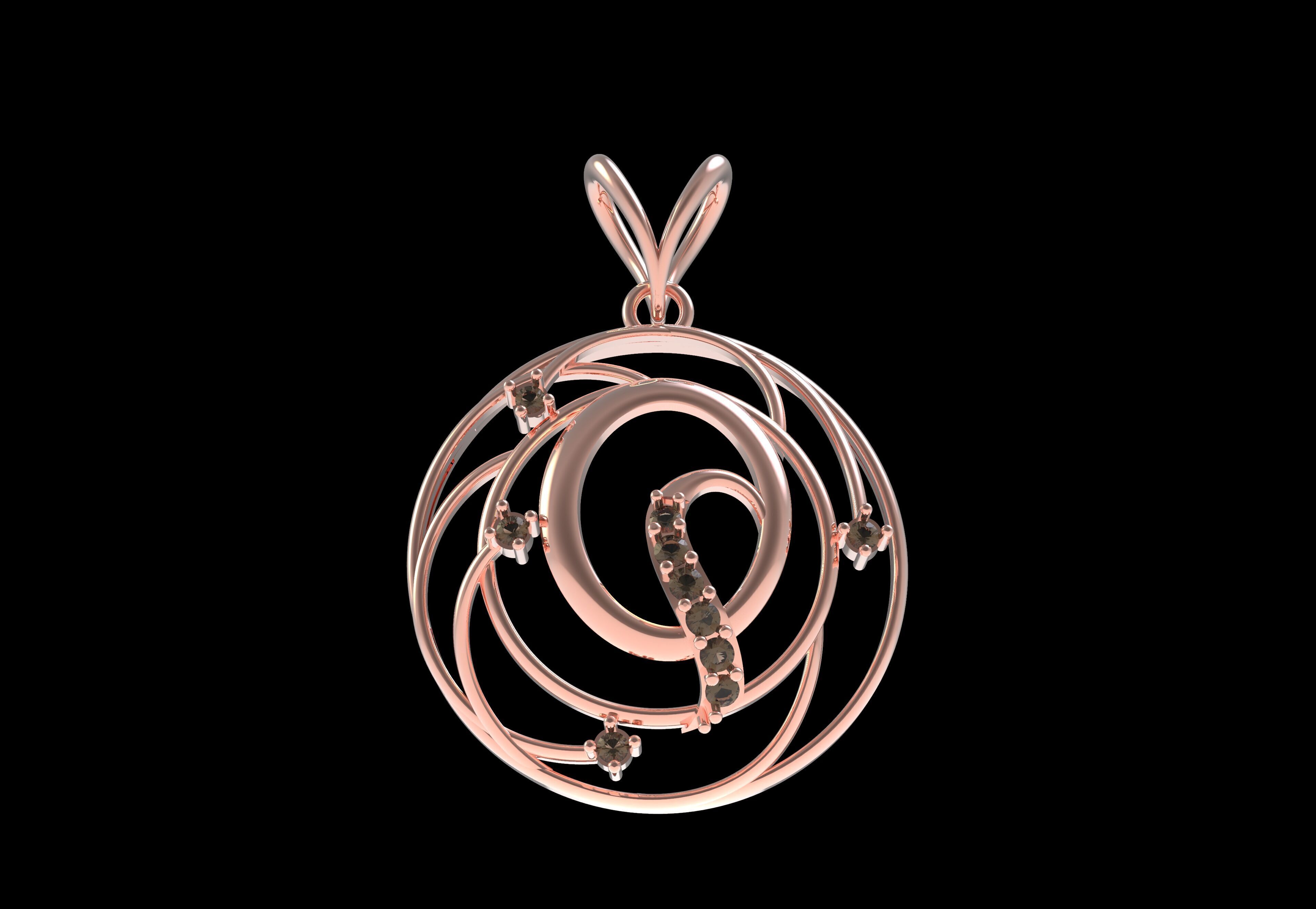 Alphabet Q Diamond Pendant 3D print model_29