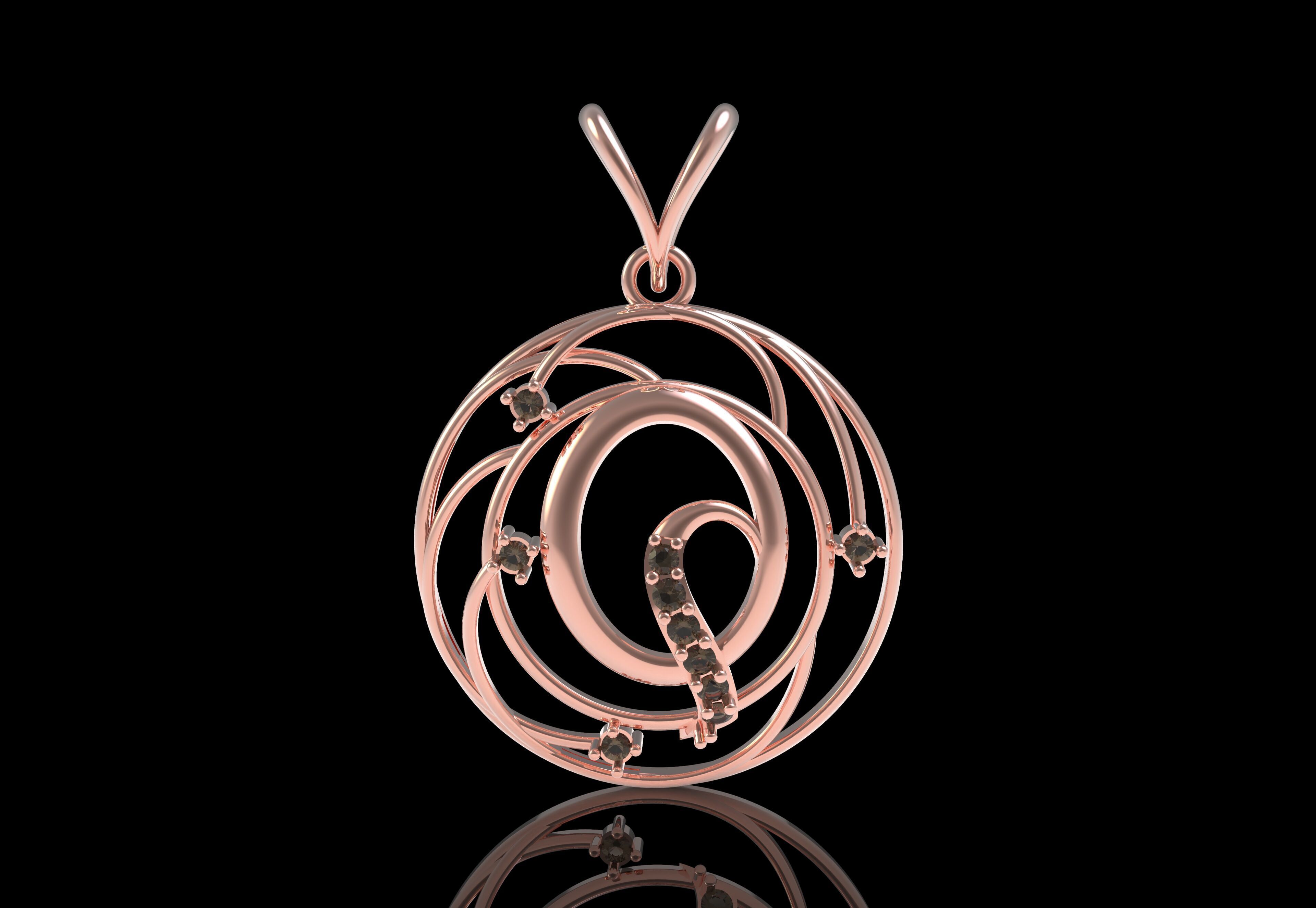 Alphabet Q Diamond Pendant 3D print model_31