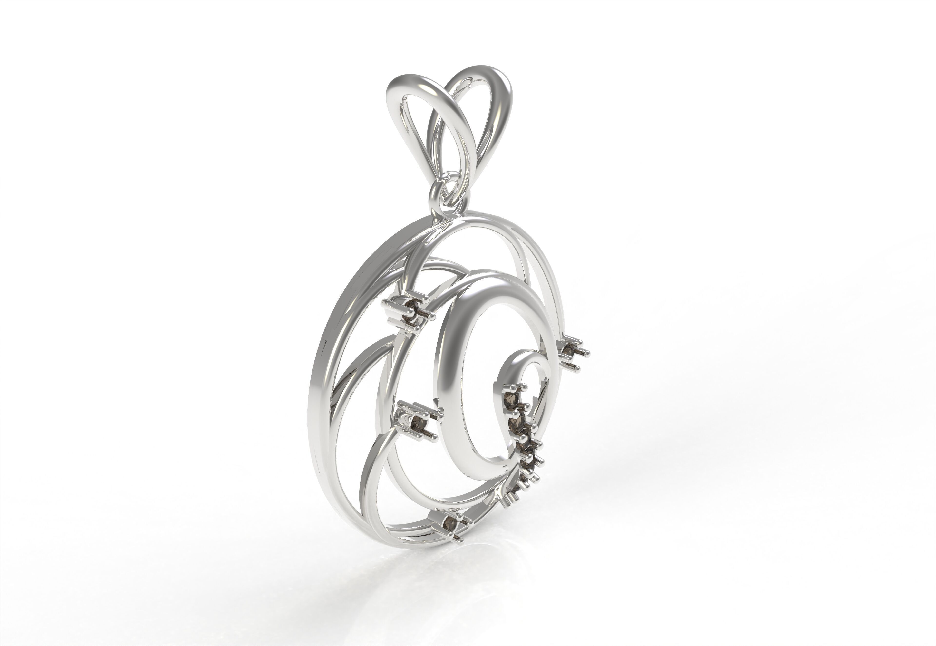 Alphabet Q Diamond Pendant 3D print model_15