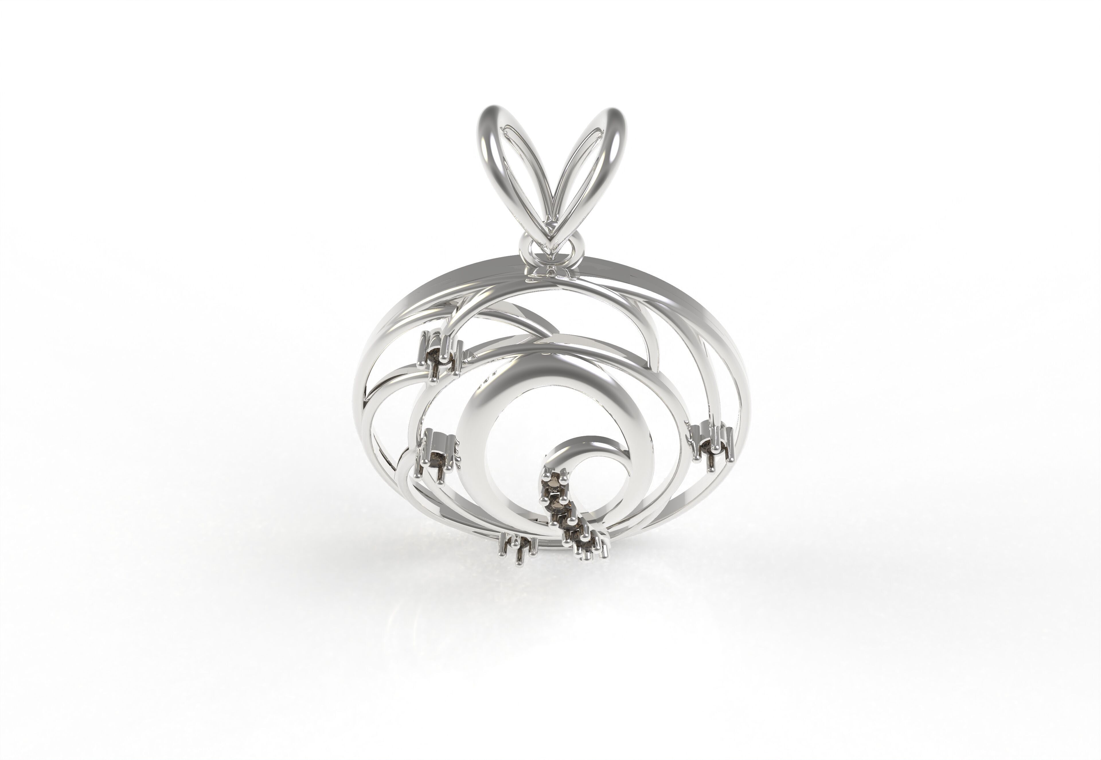 Alphabet Q Diamond Pendant 3D print model_16