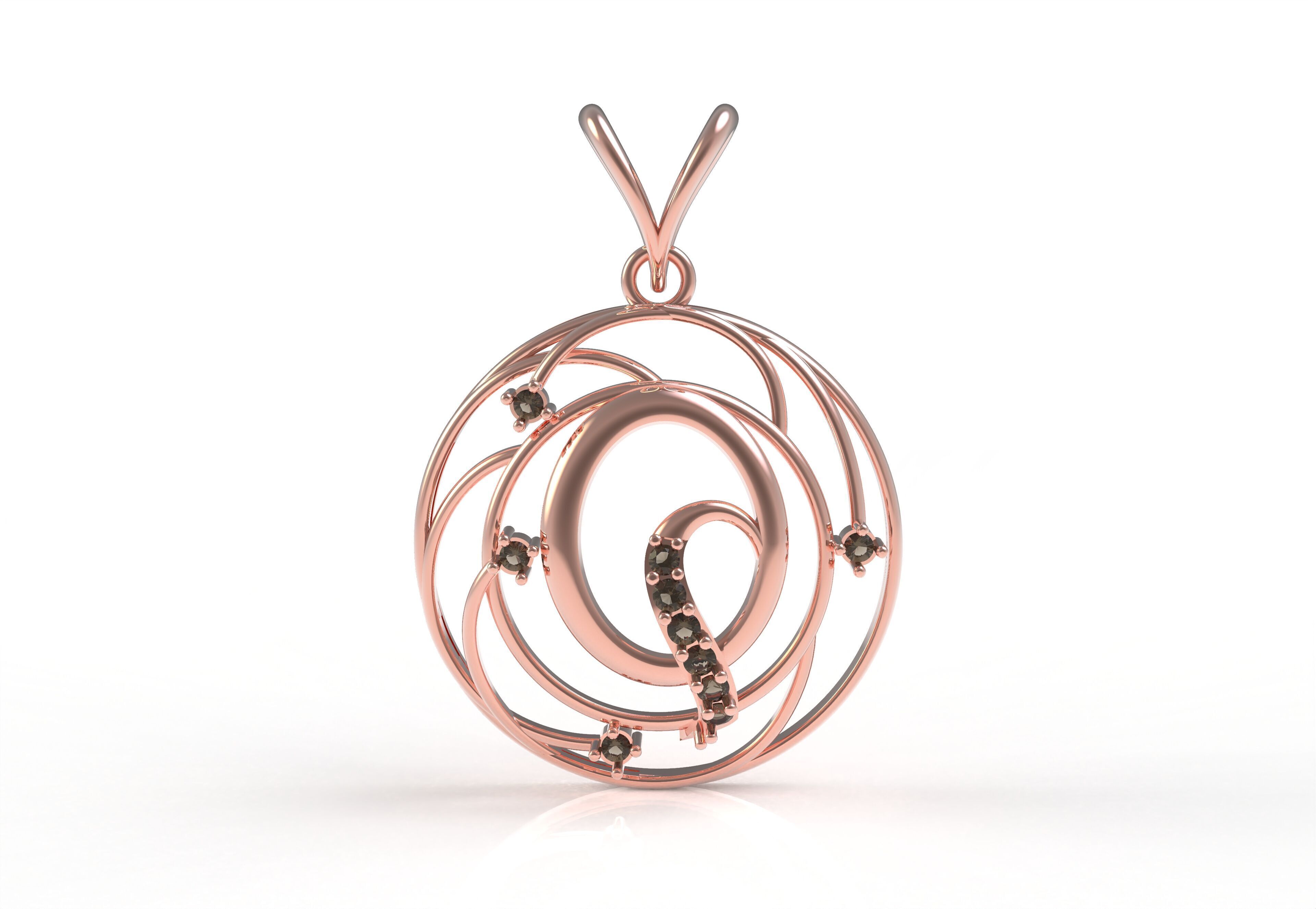 Alphabet Q Diamond Pendant 3D print model_23