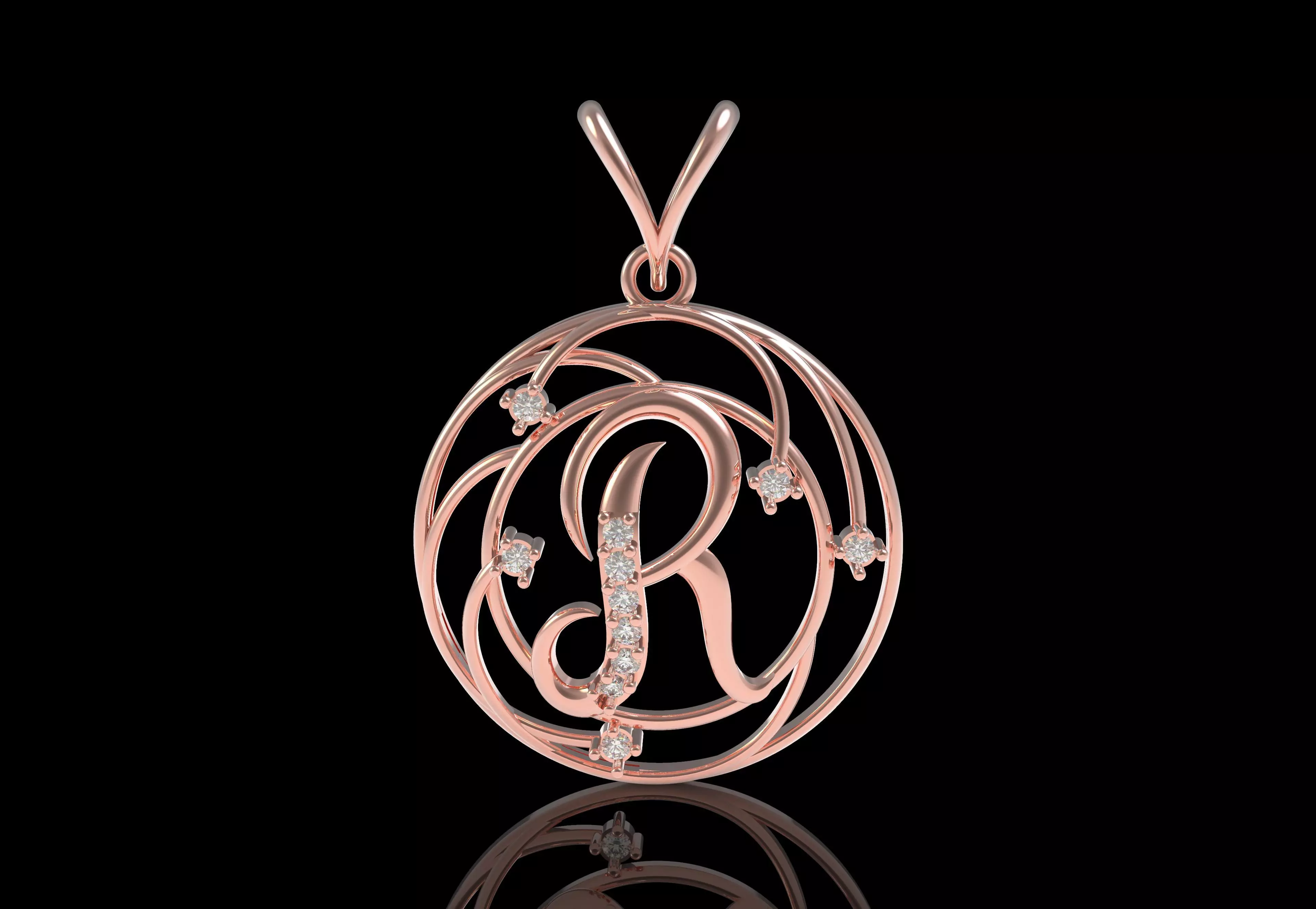 Alphabet R Diamond Pendant 3D print model