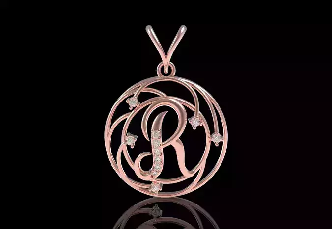 Alphabet R Diamond Pendant