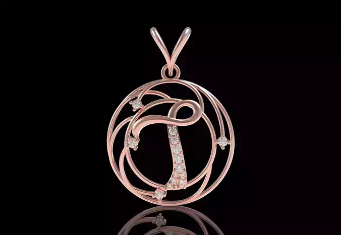 Alphabet T Diamond Pendant