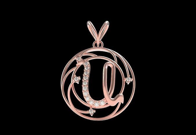 Alphabet U Diamond Pendant 3D print model
