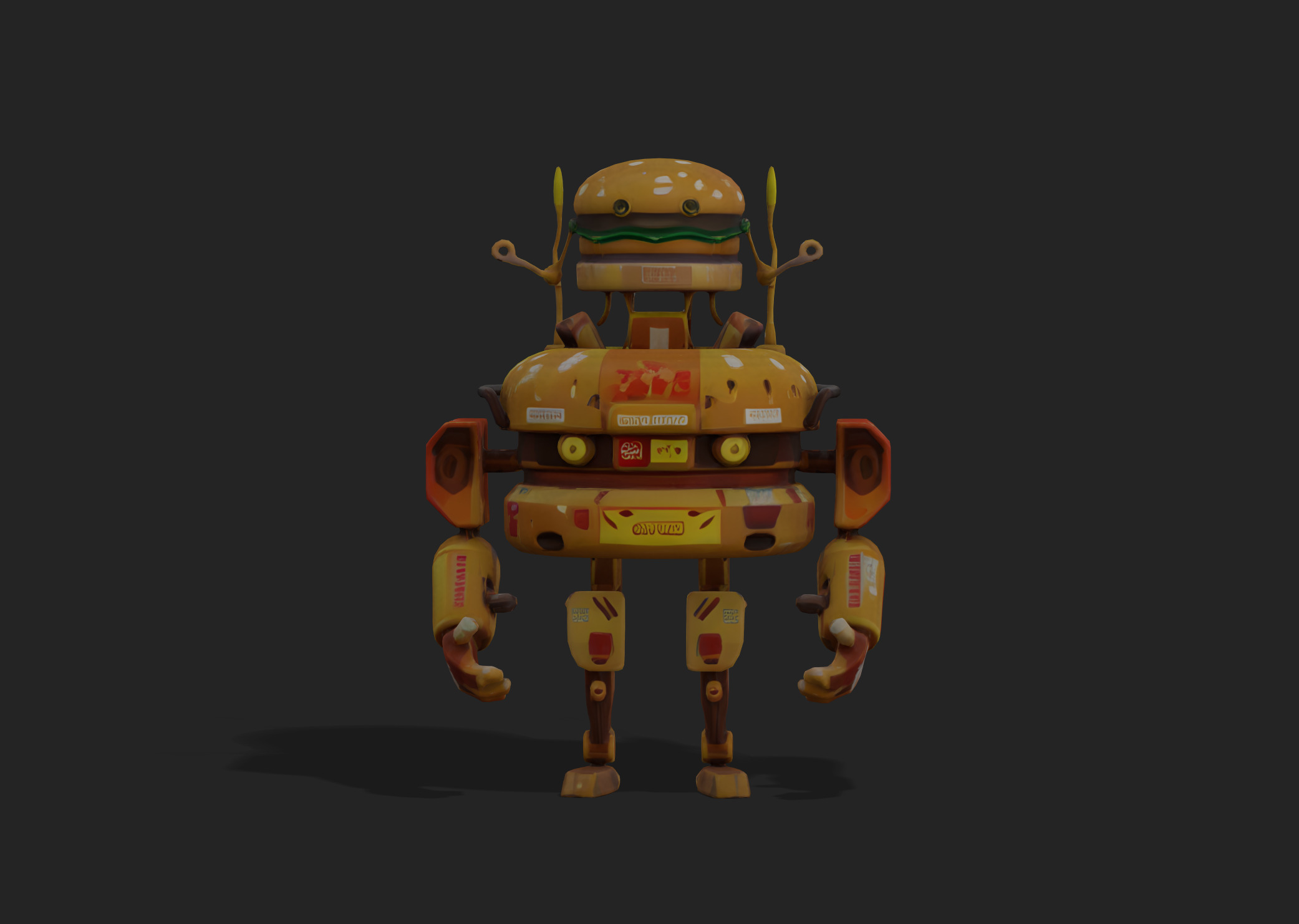 Burger Robot Low-poly 3D model_3