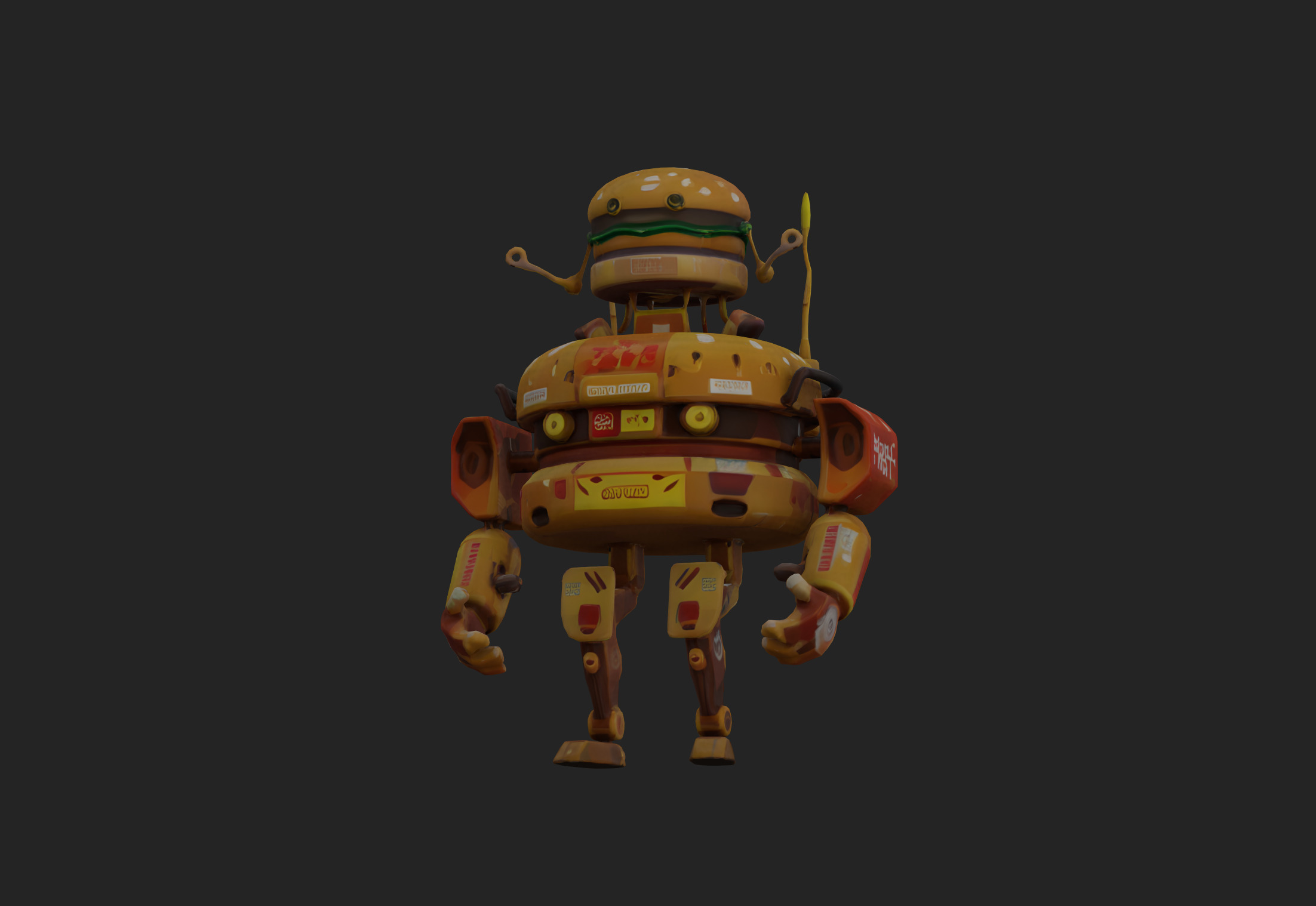 Burger Robot Low-poly 3D model_5