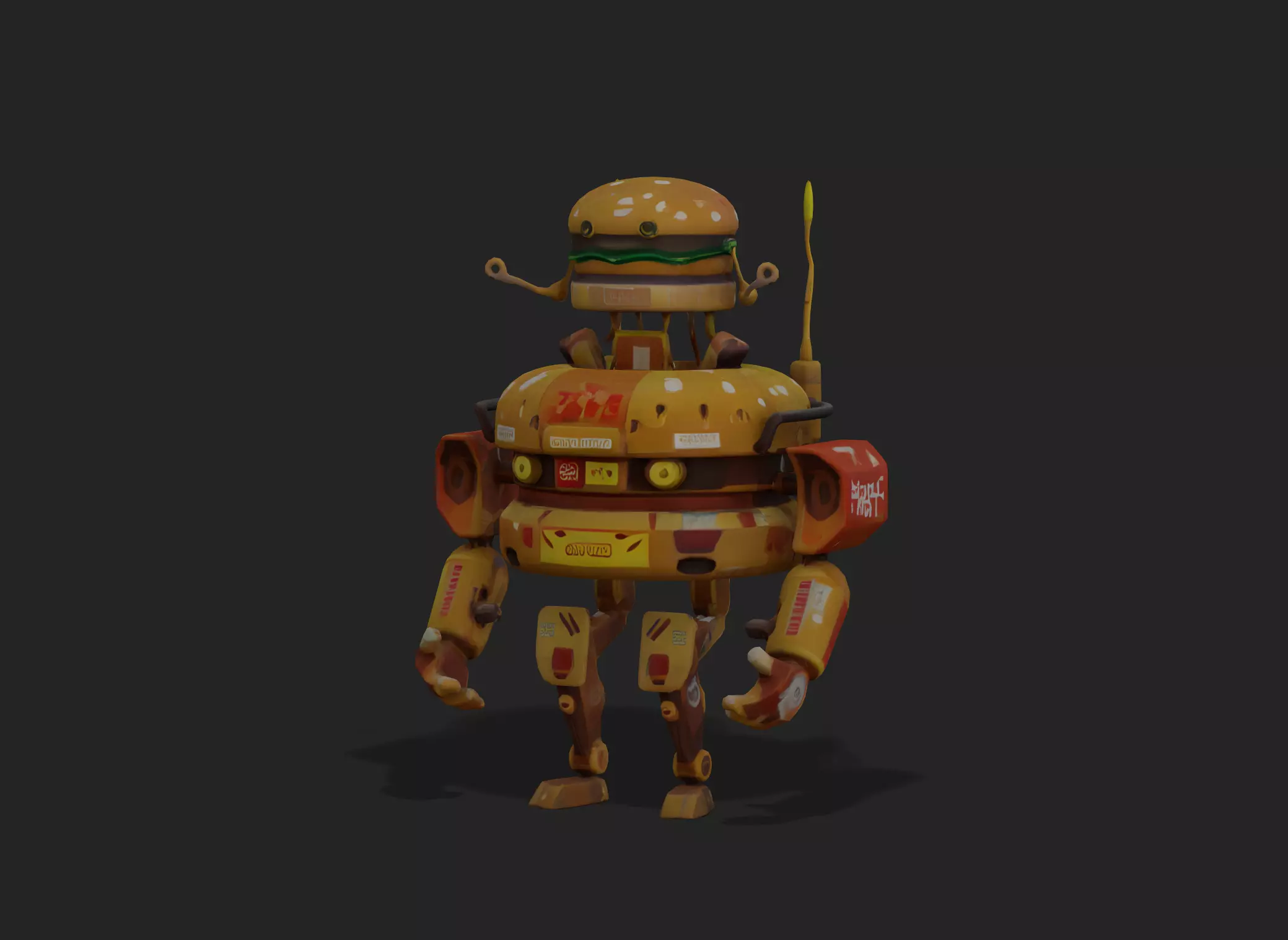 Burger Robot Low-poly 3D model_0