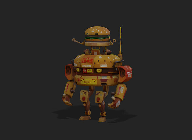 Burger Robot Low-poly 3D model
