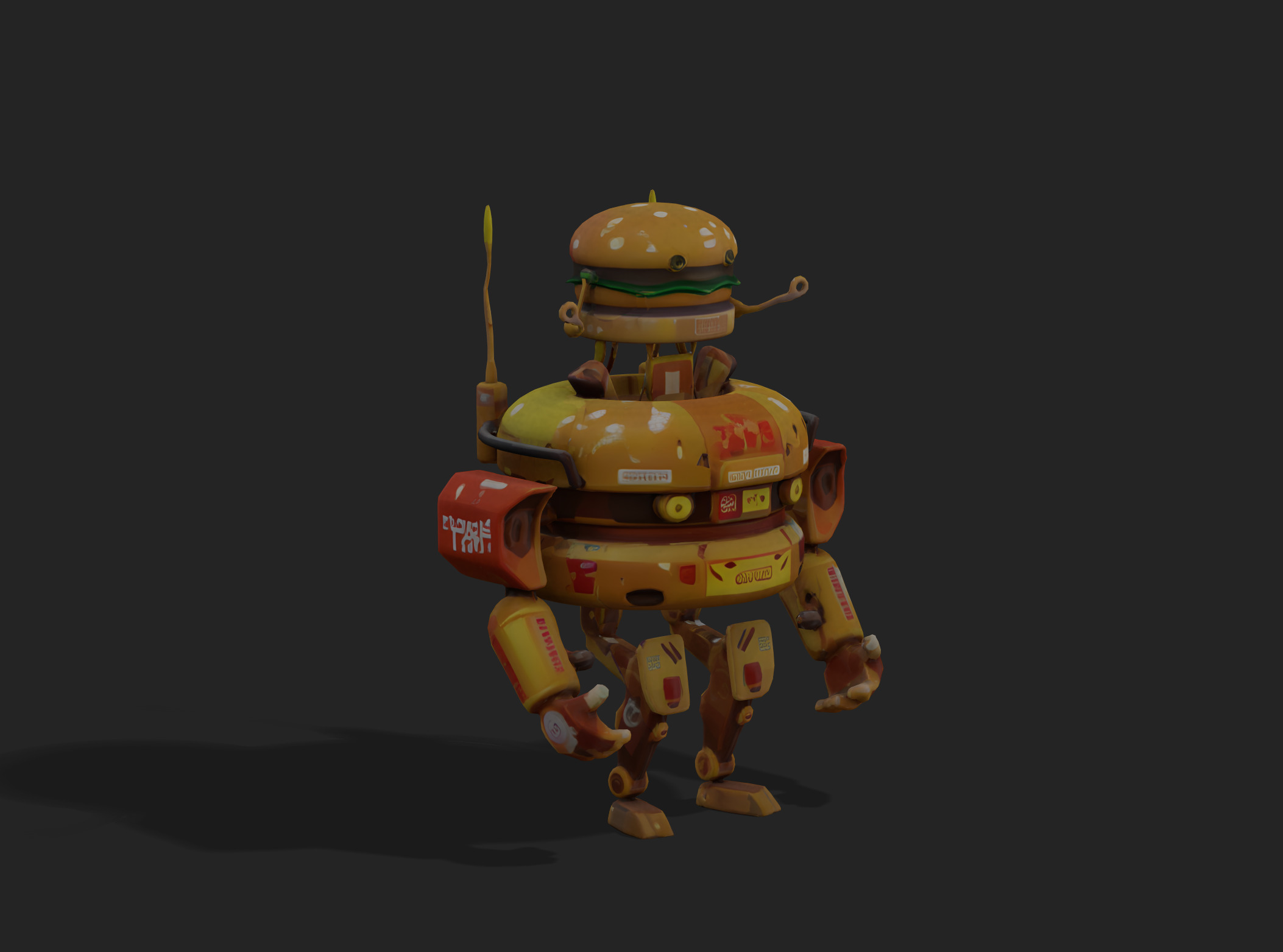 Burger Robot Low-poly 3D model_2