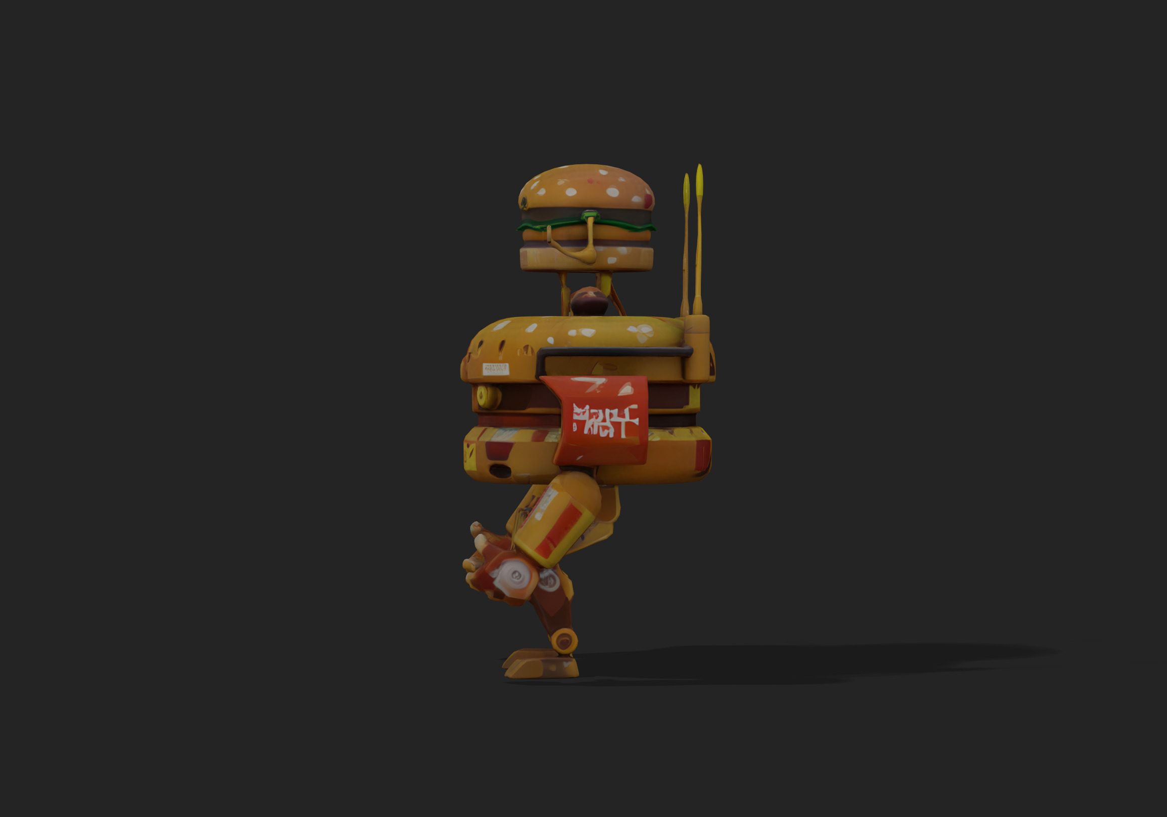 Burger Robot Low-poly 3D model_4