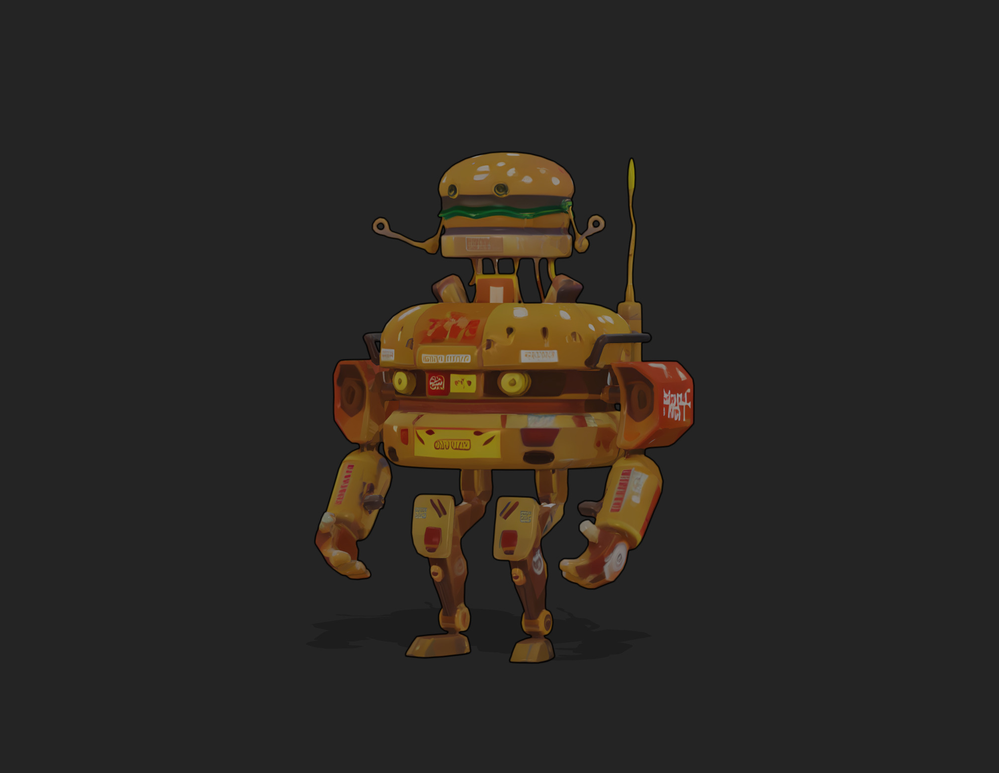 Burger Robot Low-poly 3D model_8