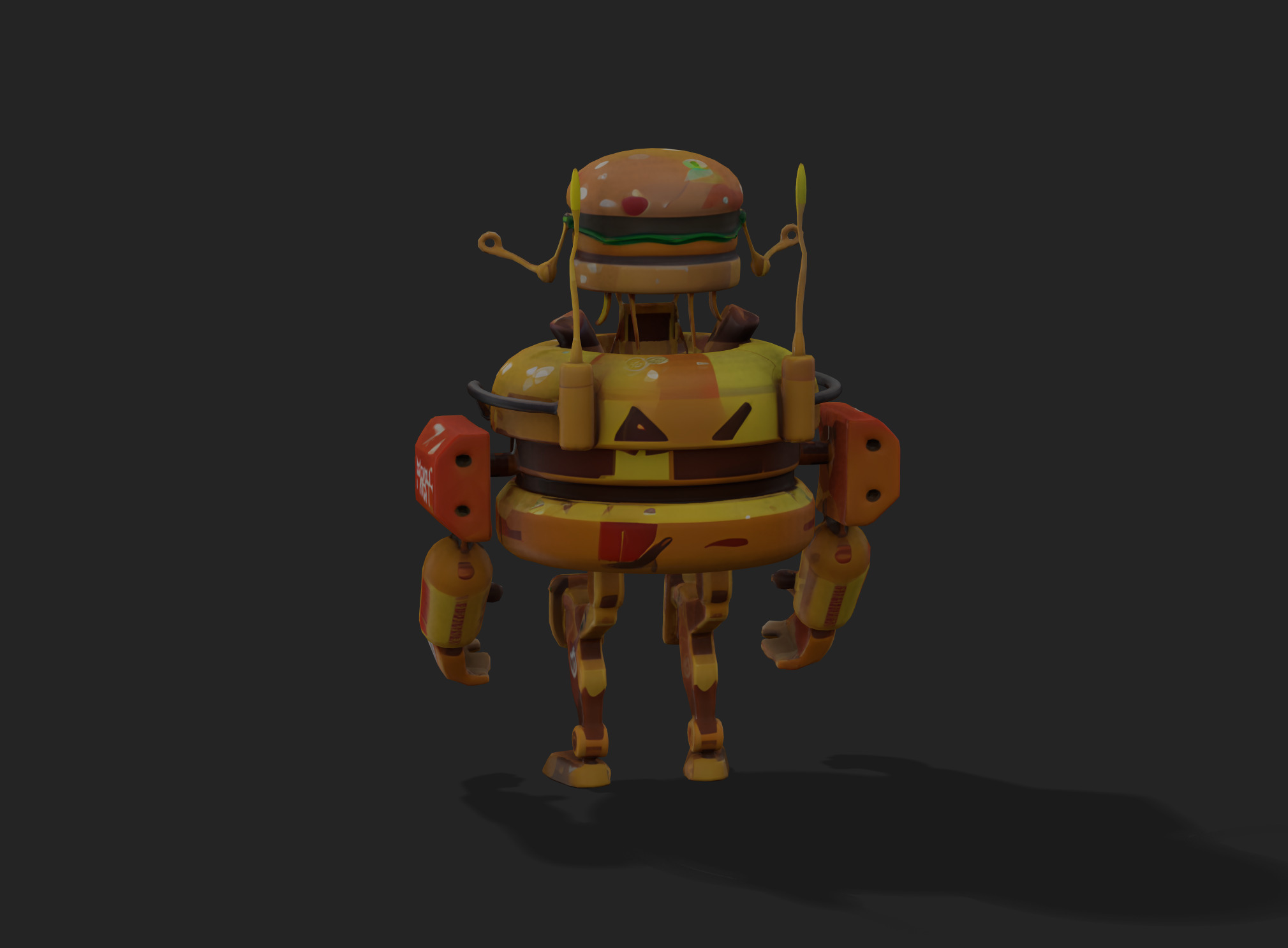 Burger Robot Low-poly 3D model_1