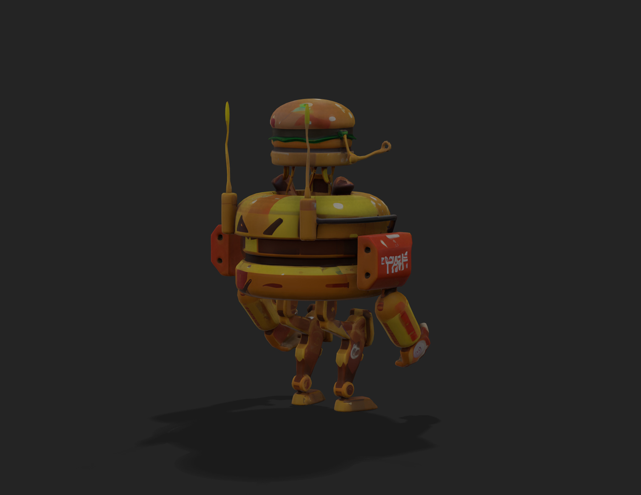 Burger Robot Low-poly 3D model_7