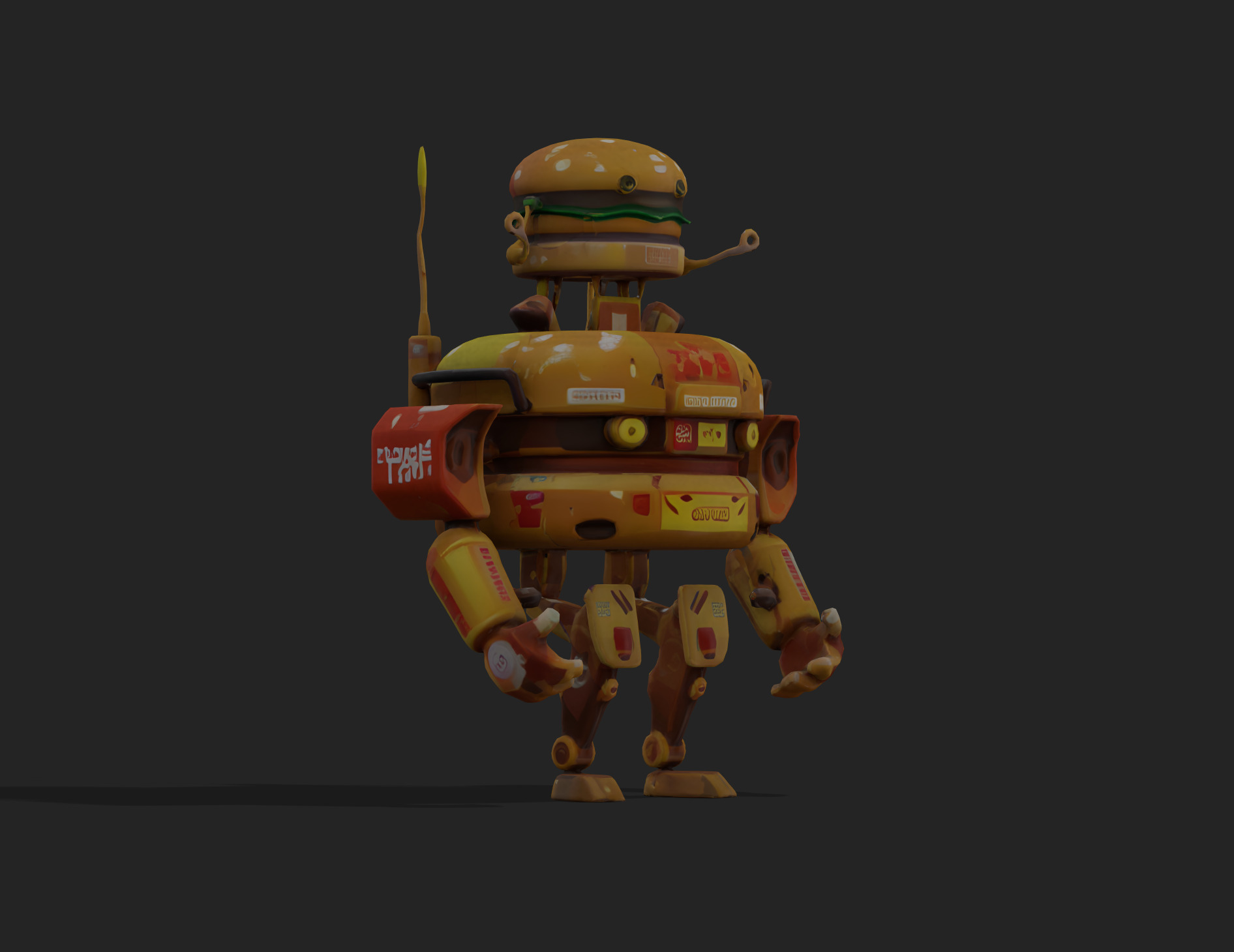 Burger Robot Low-poly 3D model_6