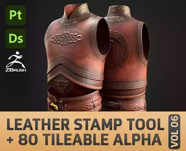 Leather Stamp Tool 80 Tileable ZBrush Brush Fabric Cloth VOL 05