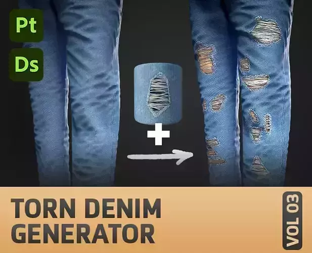 Torn Denim Generator SBSAR Fabric and Cloth VOL 06